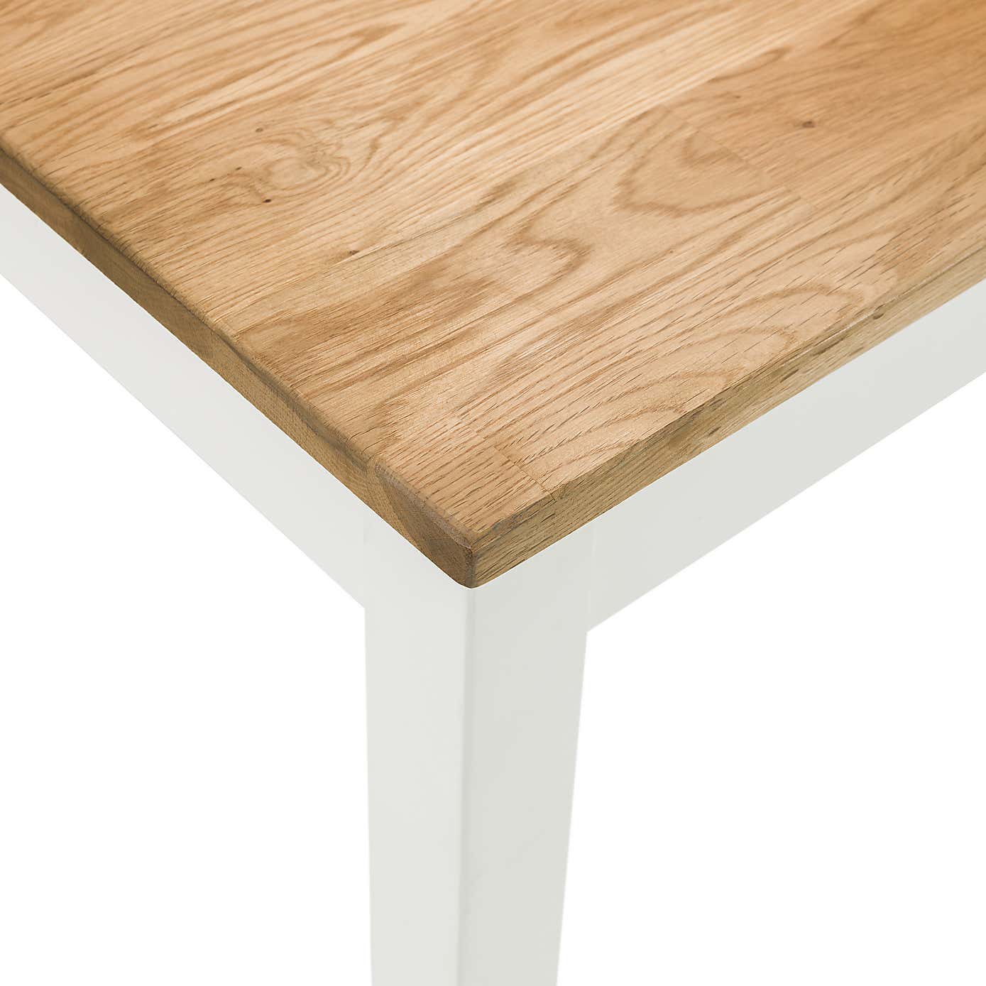 Coxmoor Rectangular Dining Table with 2 Dining Benches Ivory with Oak