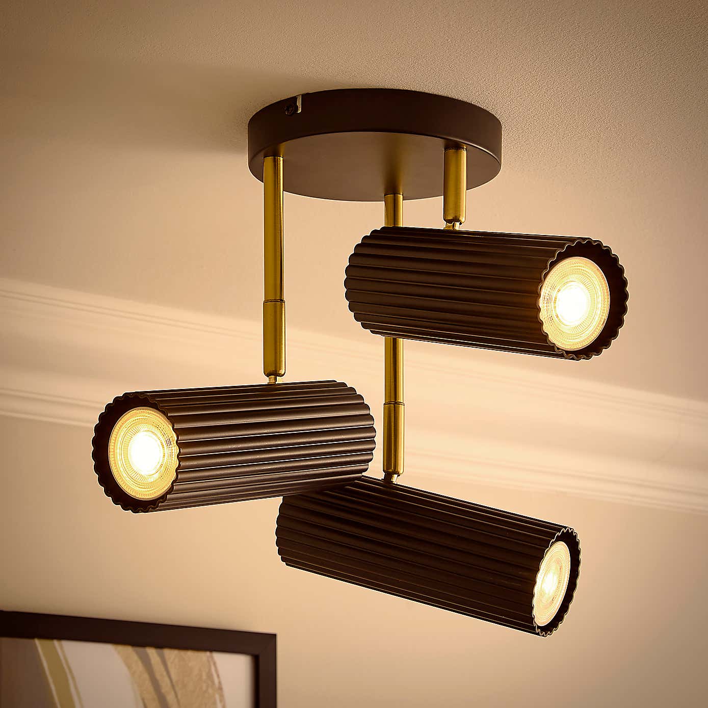 Georgi Industrial Ribbed 3 Light Adjustable Spotlight