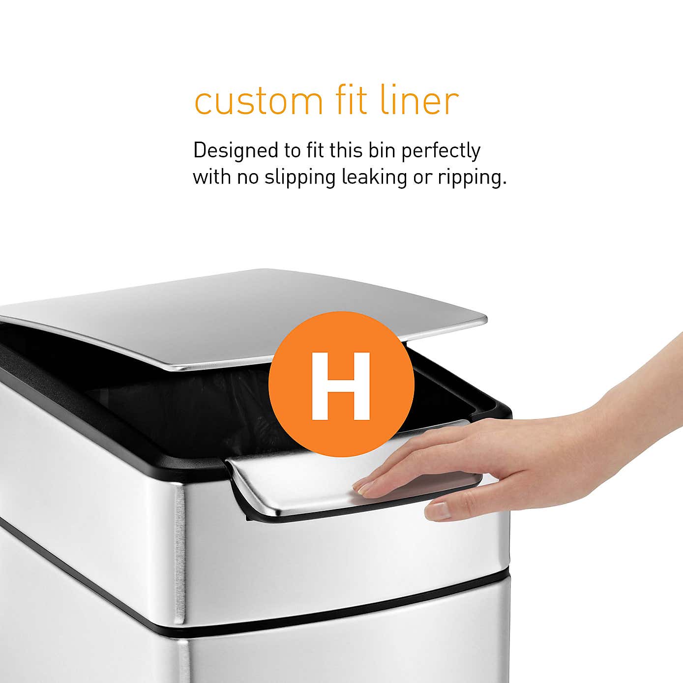 Simple Human 40 Litre Slim touch Stainless Steel Bin