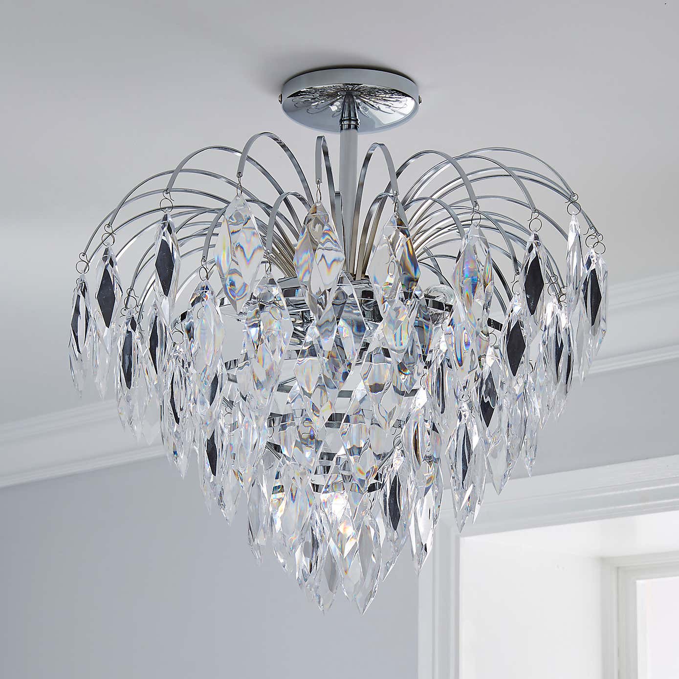 Parla 1 Light Jewels Semi-Flush Ceiling Fitting