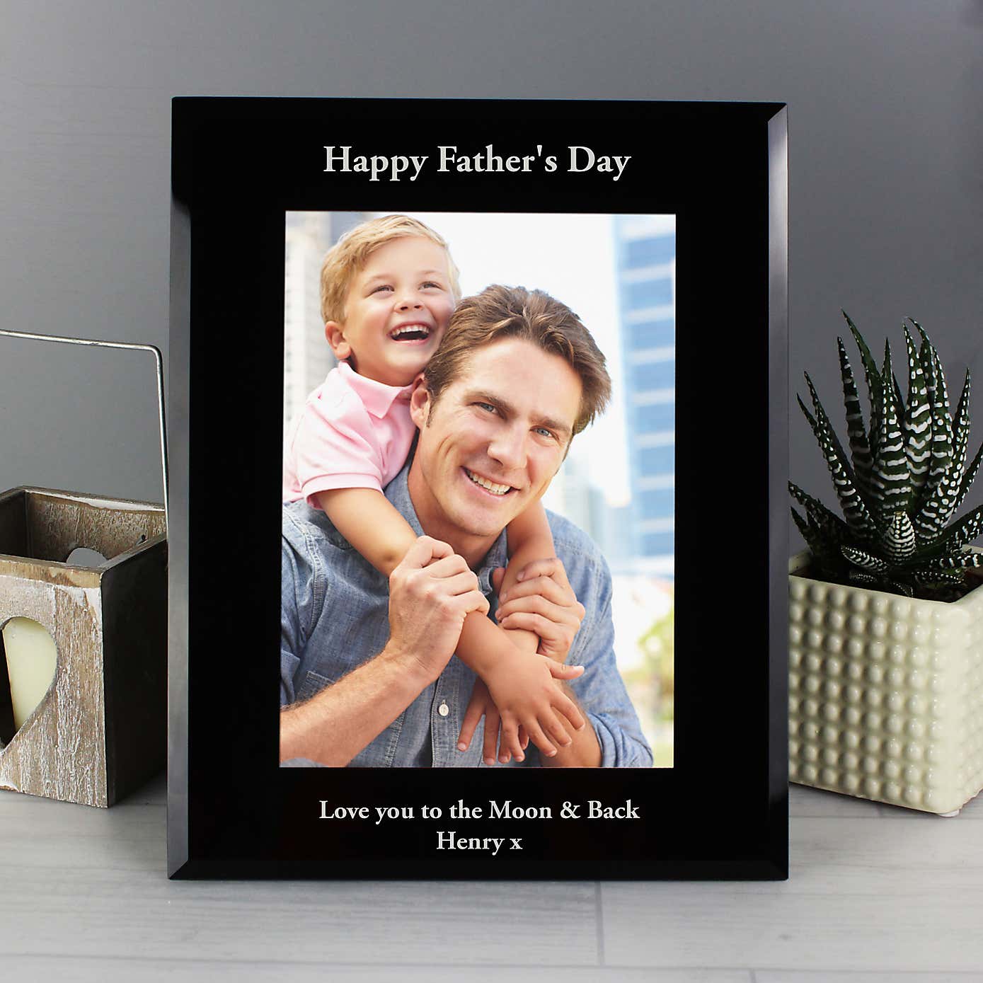 Personalised Portrait Black Glass Photo Frame