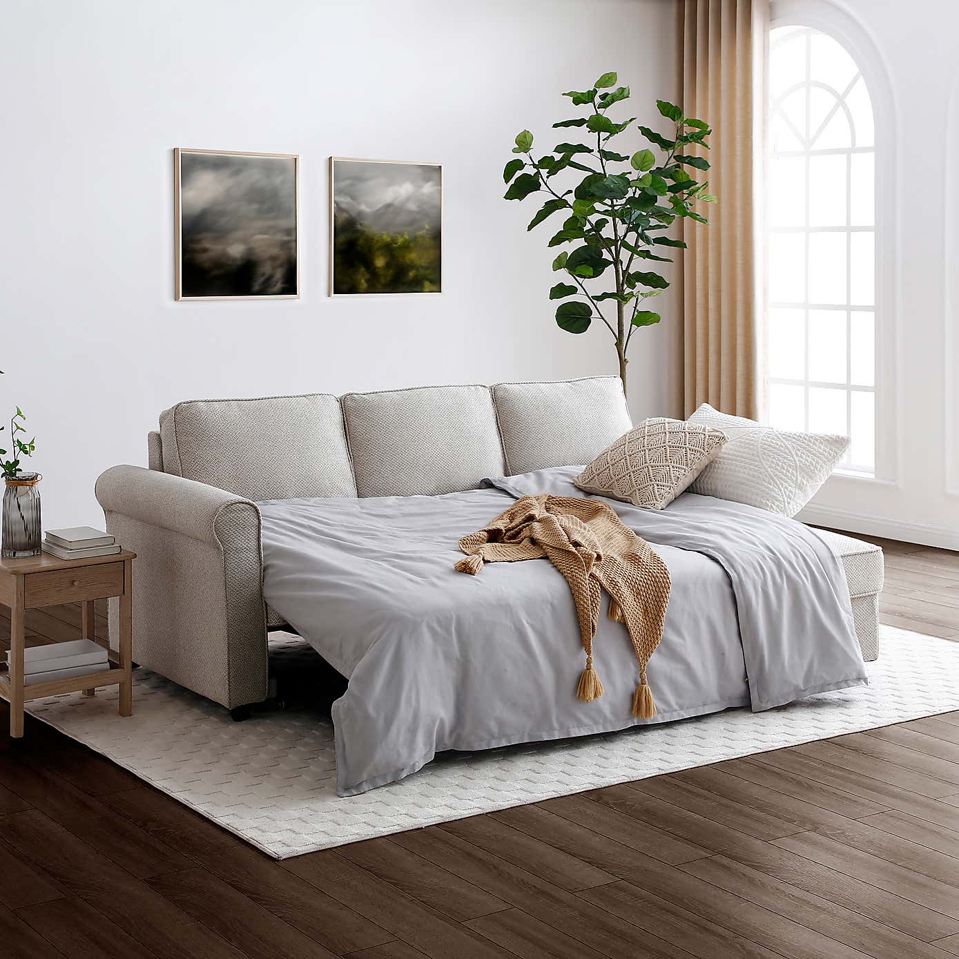 Kayden Fabric Traditional Scroll Arm Corner Sofa Bed