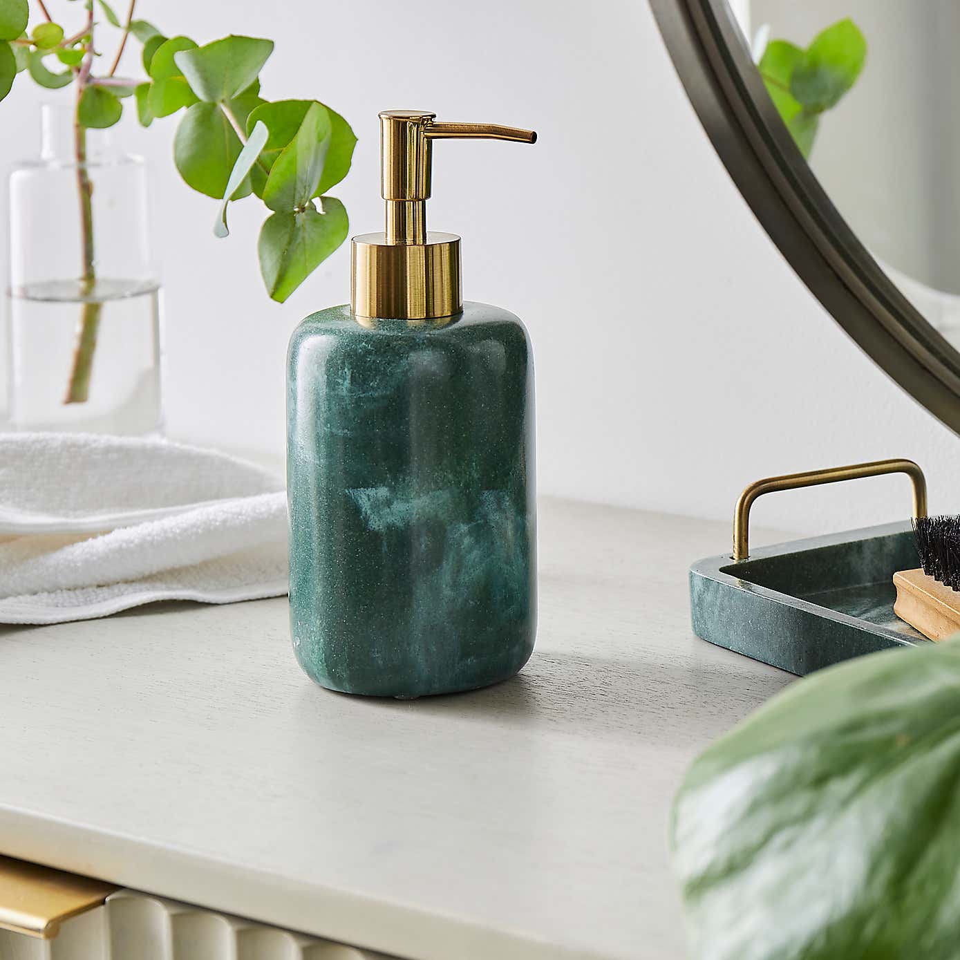 Nouveau Green Marble Resin Soap Dispenser