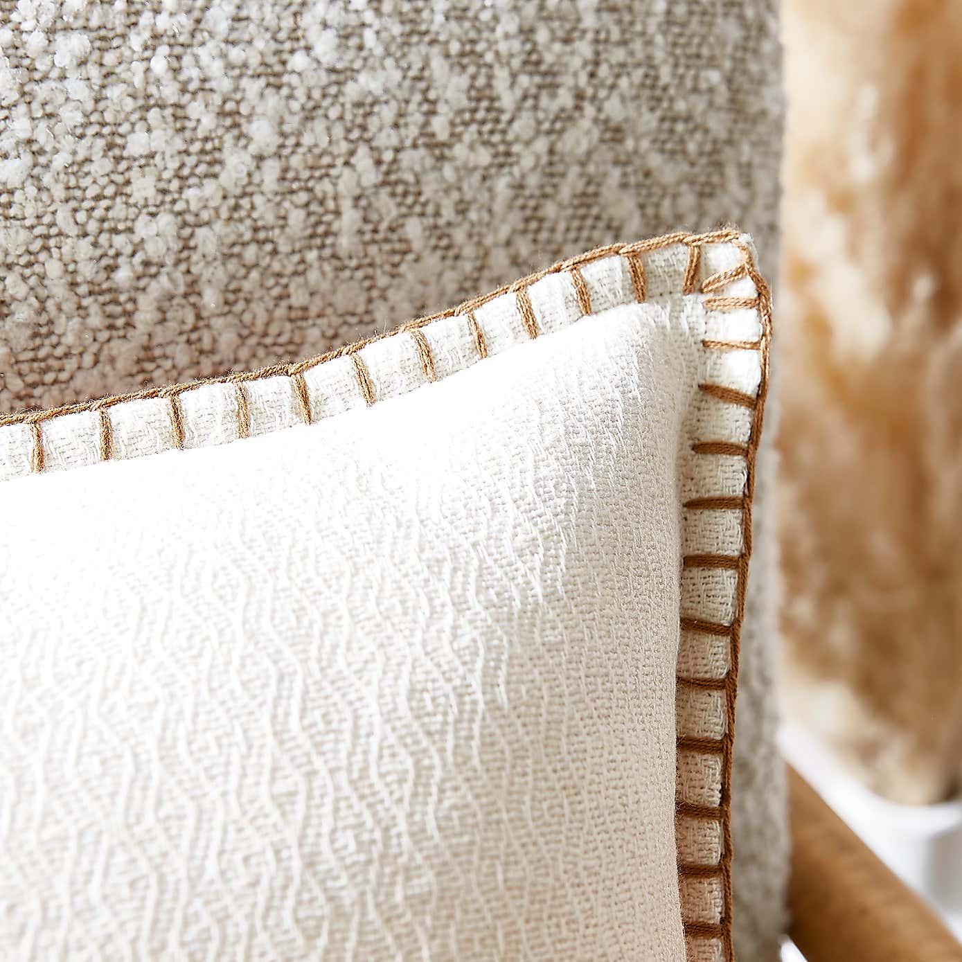 Tie Dye Blanket Stitch Camel Square Cushion