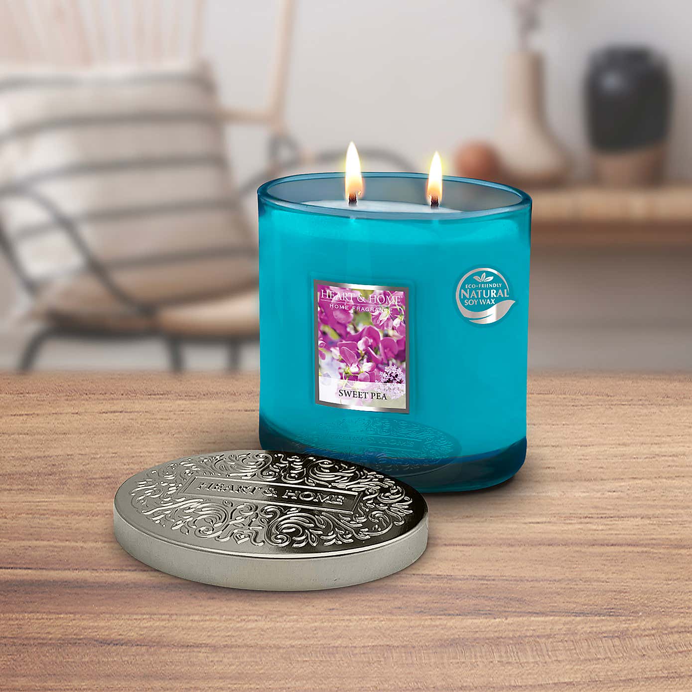 Heart and Home Ellipse Sweet Pea Multi Wick Candle