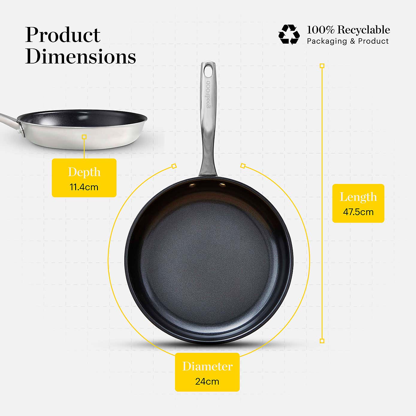 Good Food Tri Ply 24cm Frying Pan