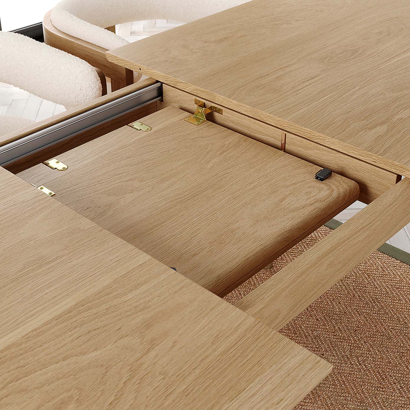 Karla Rectangular Extendable Dining Table with 4 Cordella Natural Oak Dining Chairs