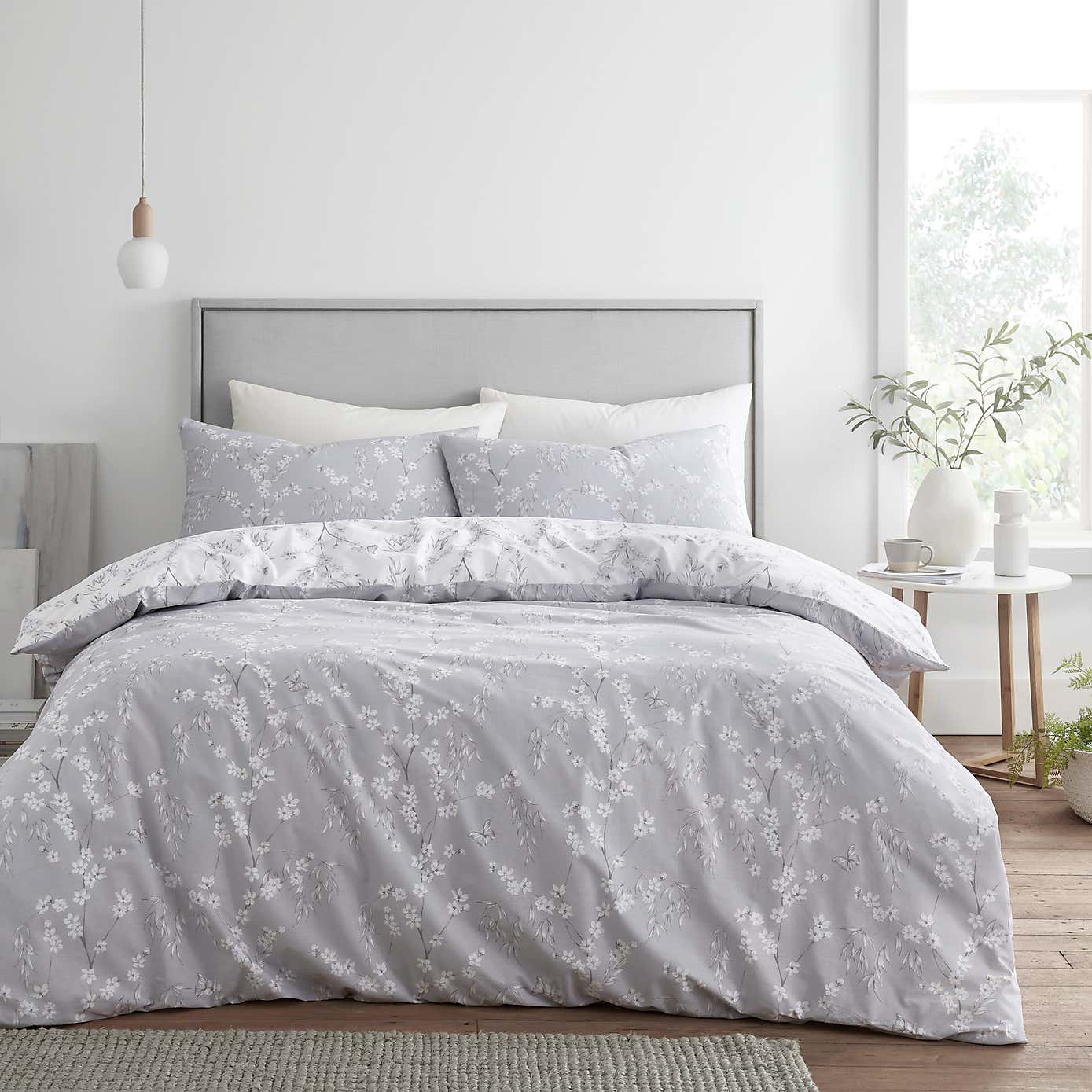 Cassia Grey Duvet Cover & Pillowcase Set