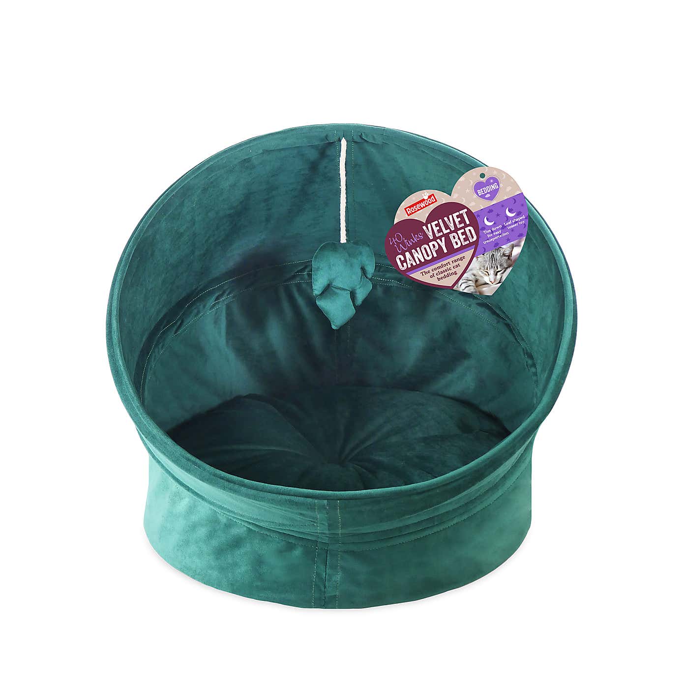 Rosewood Velvet Canopy Green Cat Bed