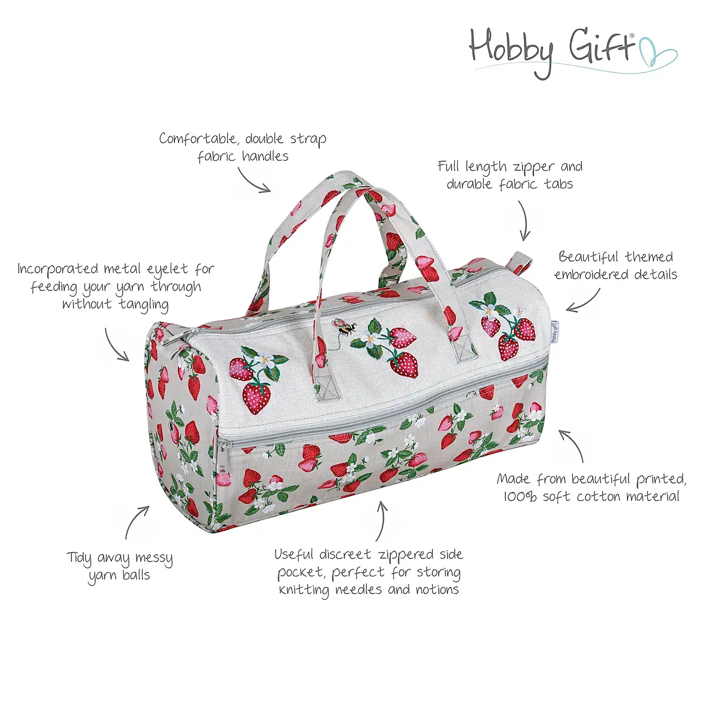 Hobby Gift Strawberry Greenhouse Embroidered Knitting Bag