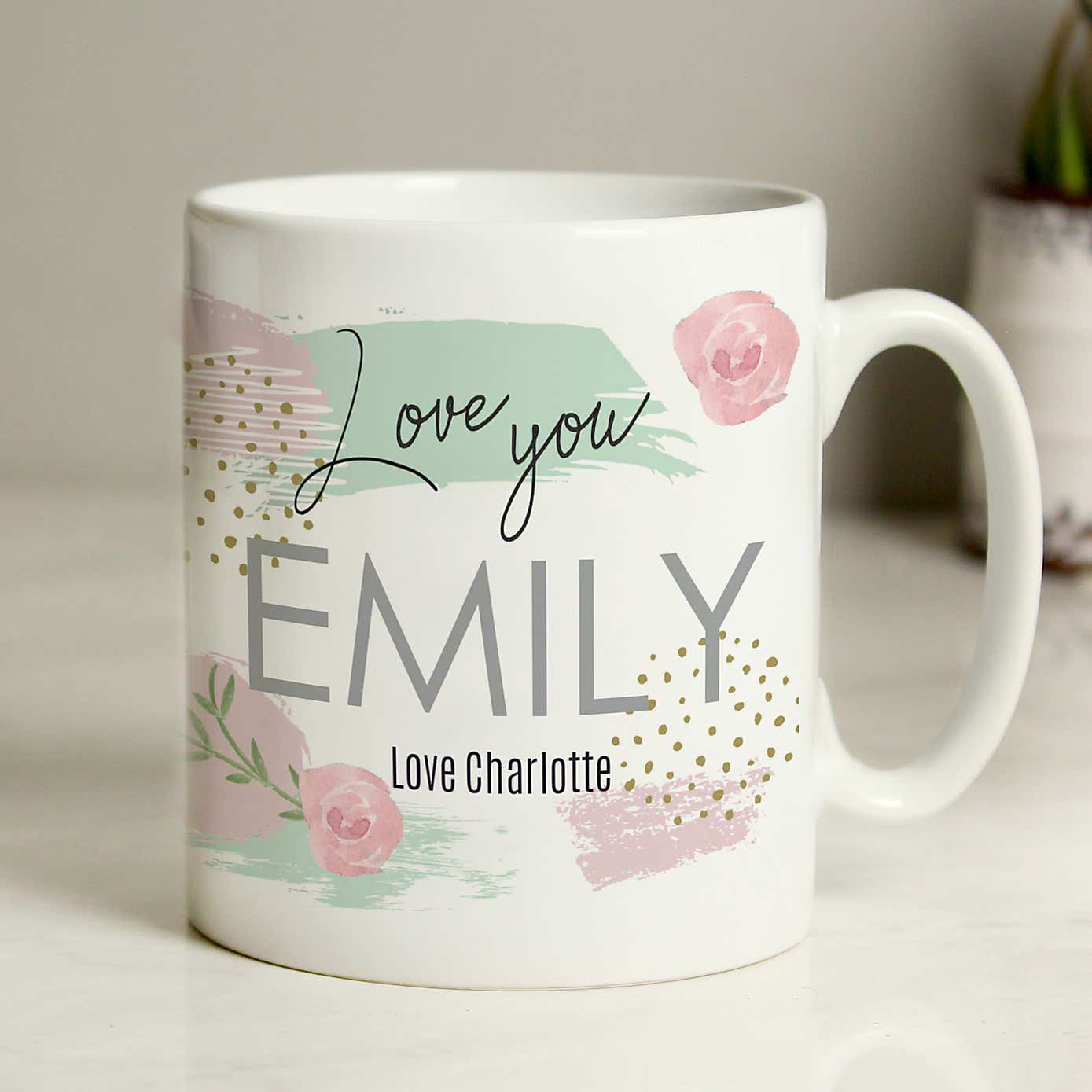 Personalised Abstract Rose Mug