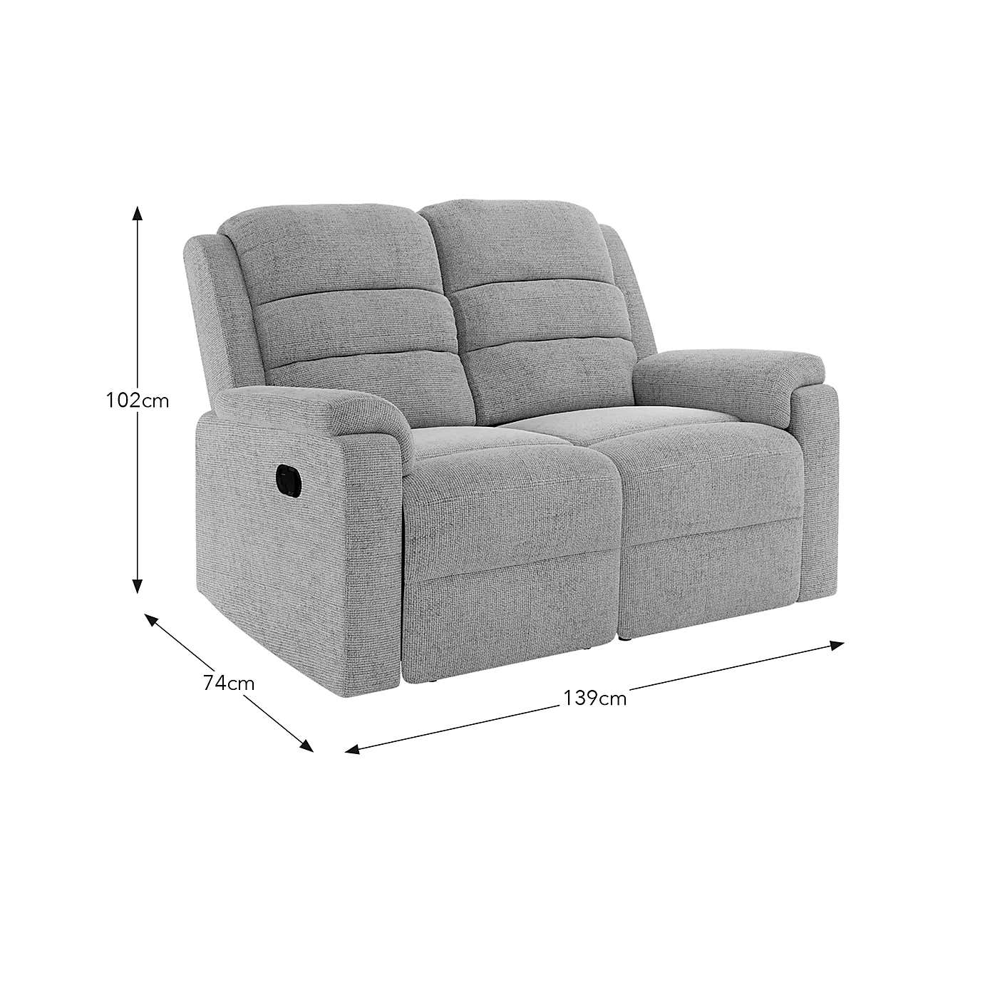 Taylor Chunky Chenille Manual Recliner 2 Seater Sofa, Dark Natural