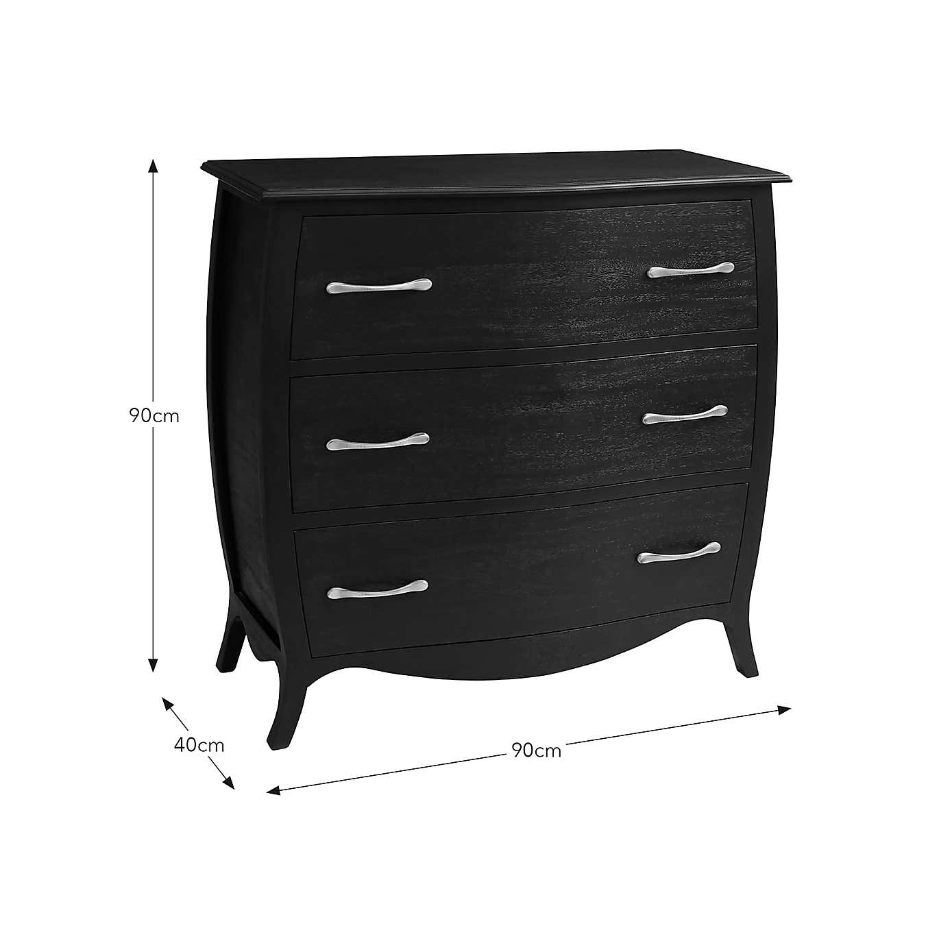 Keiko 3 Drawer Chest, Black Mango Wood