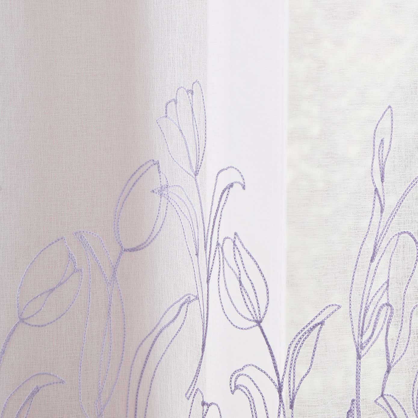 Embroidered Tulip Slot Top Single Voile Panel