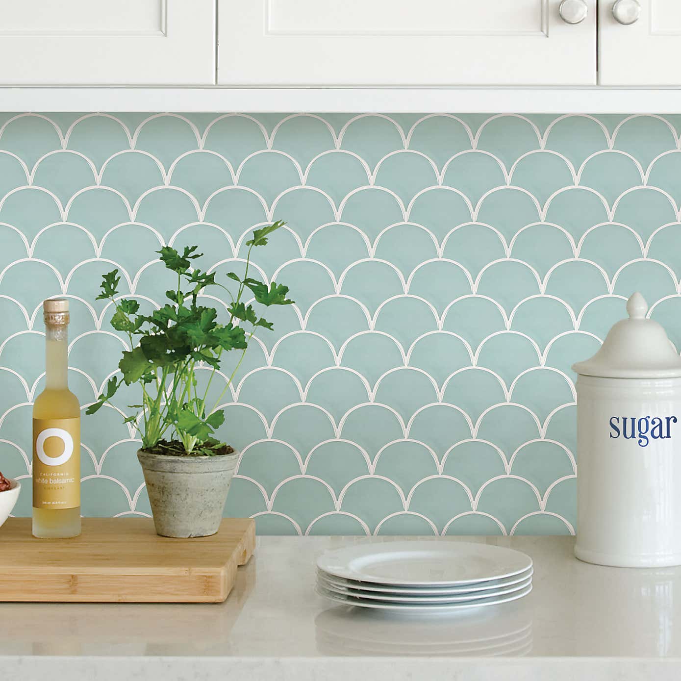 Shell Blue Self Adhesive Backsplash Tiles