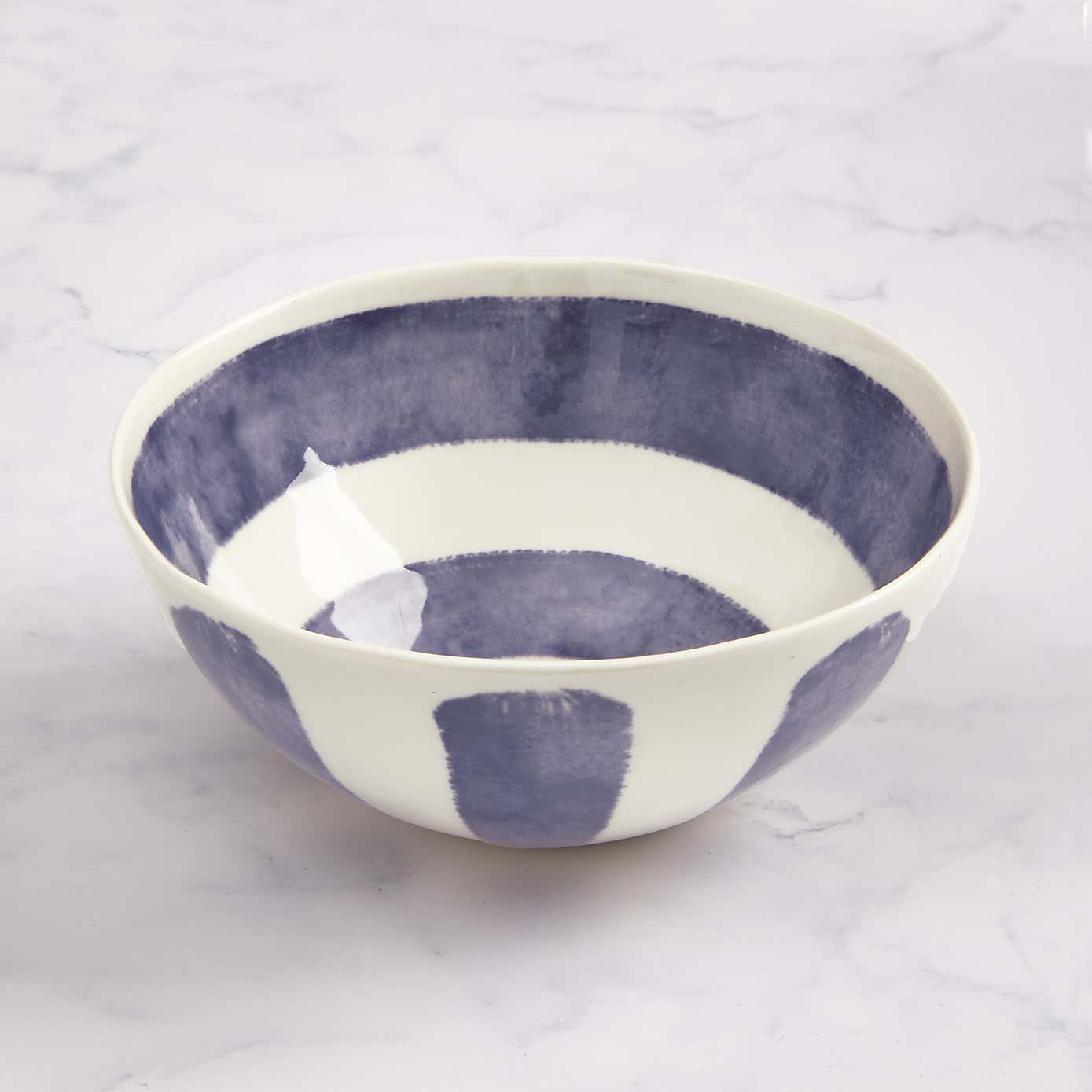 Striped Stoneware Snack Bowl