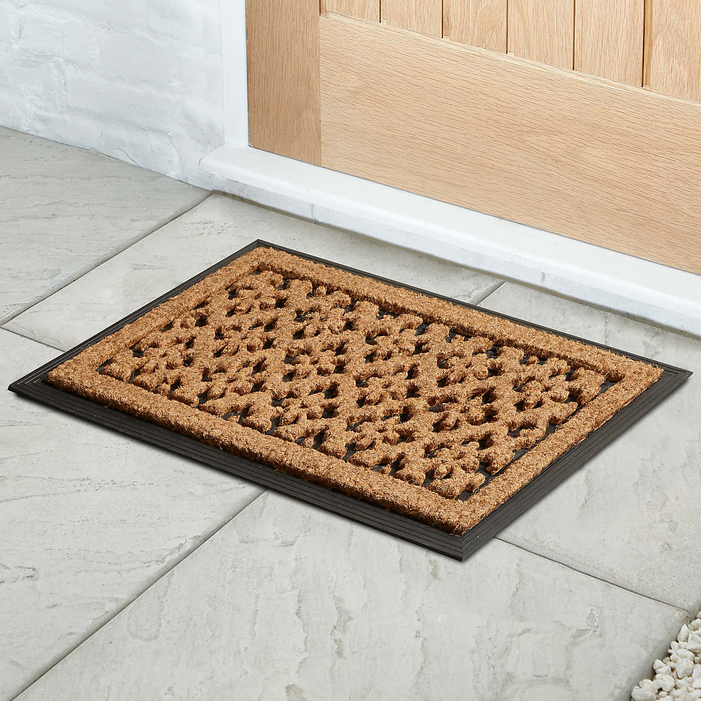 Trellis Rubber and Coir Doormat