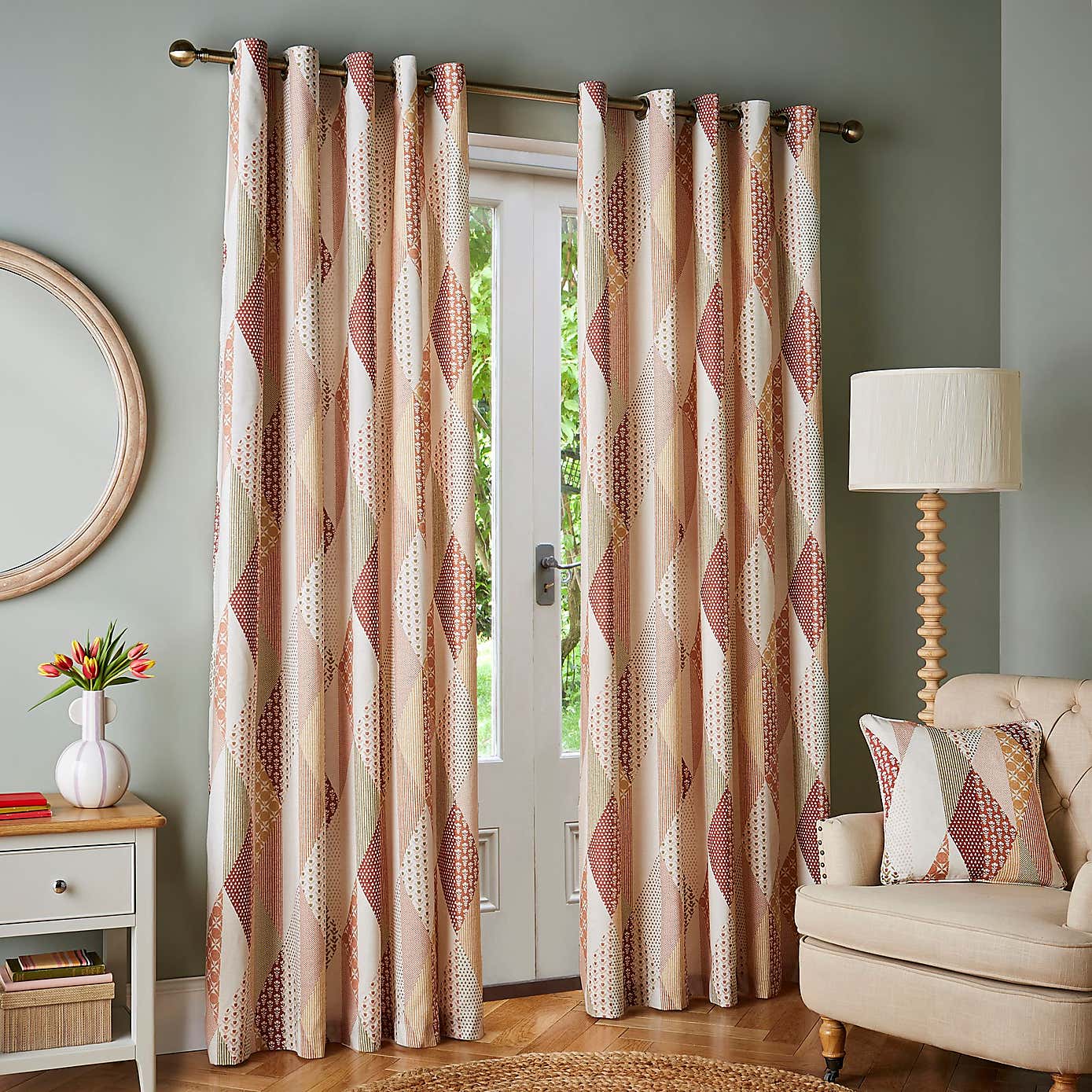 Patchwork Print Eyelet Curtains