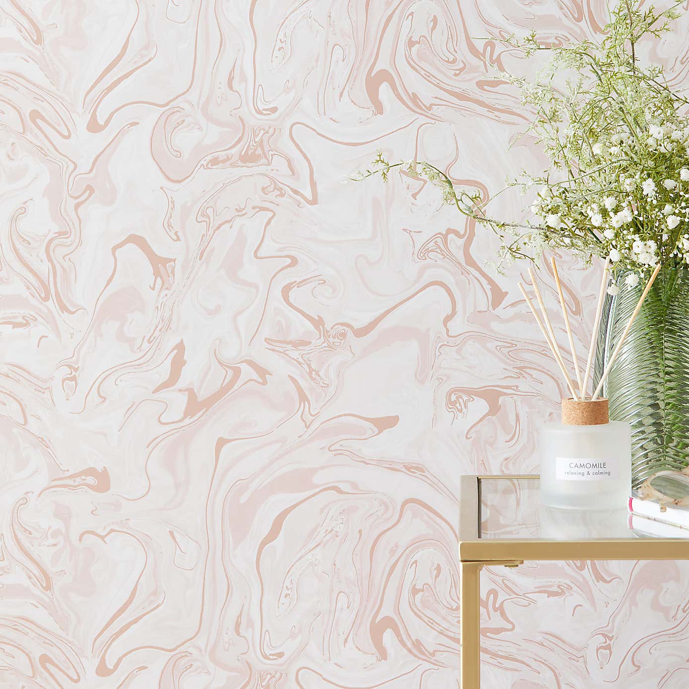 Marble Swirl Blush Self Adhesive Wallpaper
