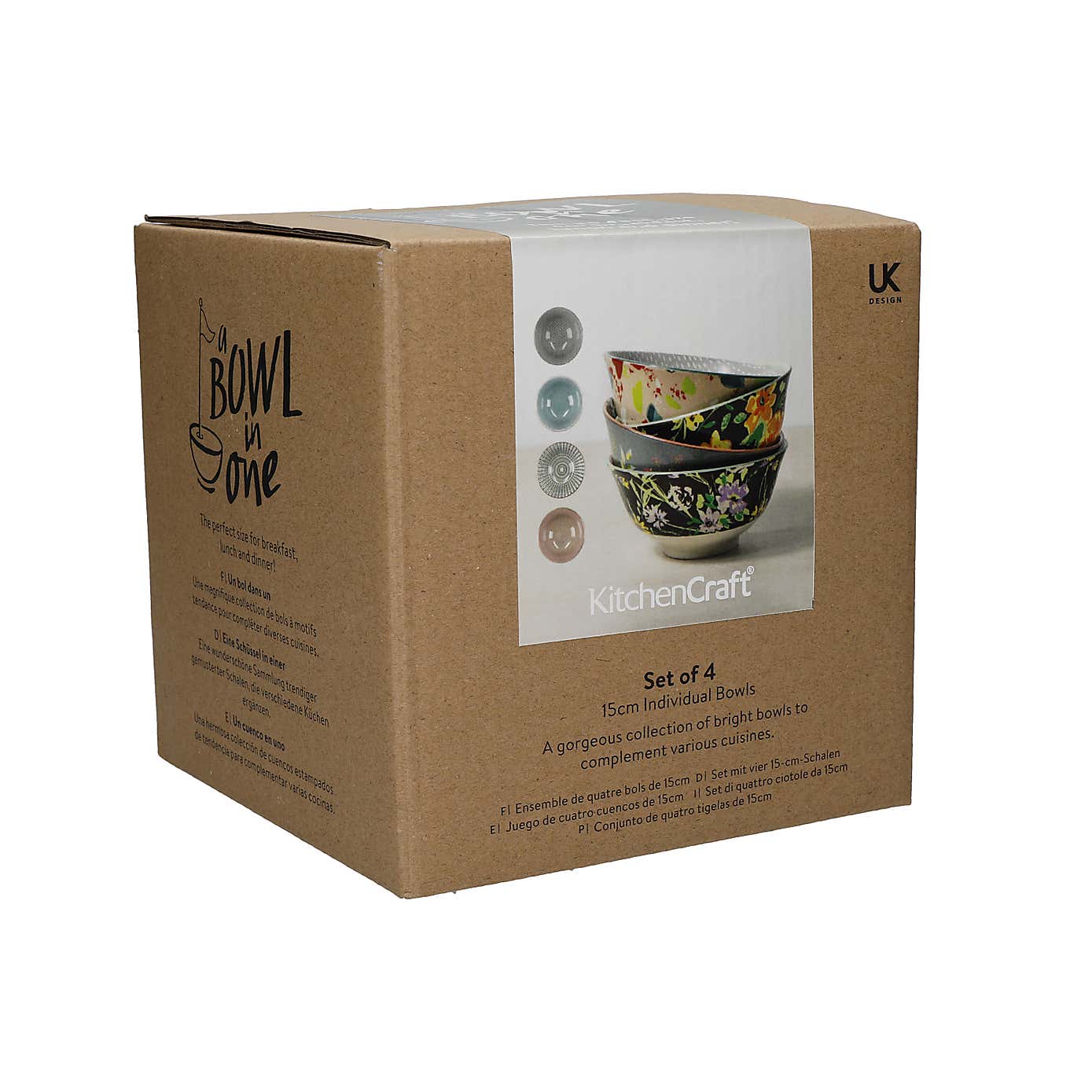 Kitchencraft 4 Piece Floral Bowl Set