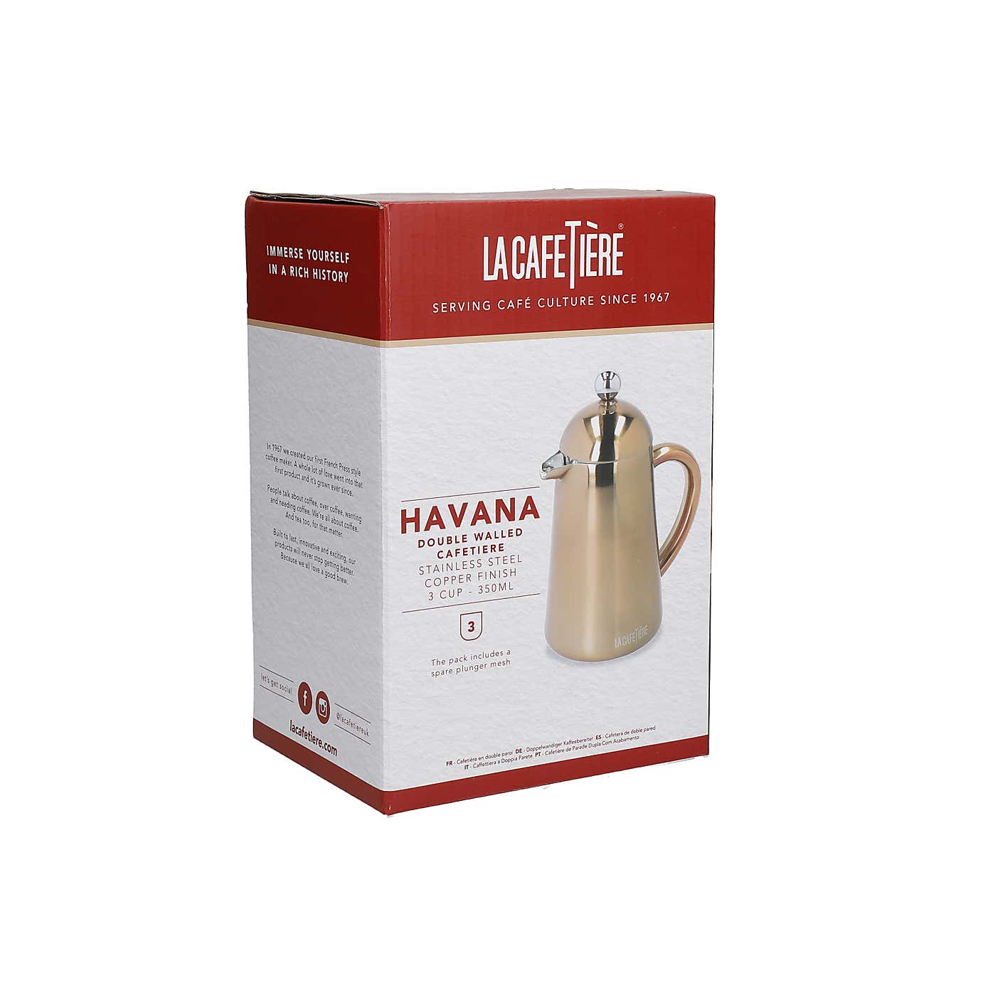 La Cafetiere Havana Copper Stainless Steel Coffee Pot