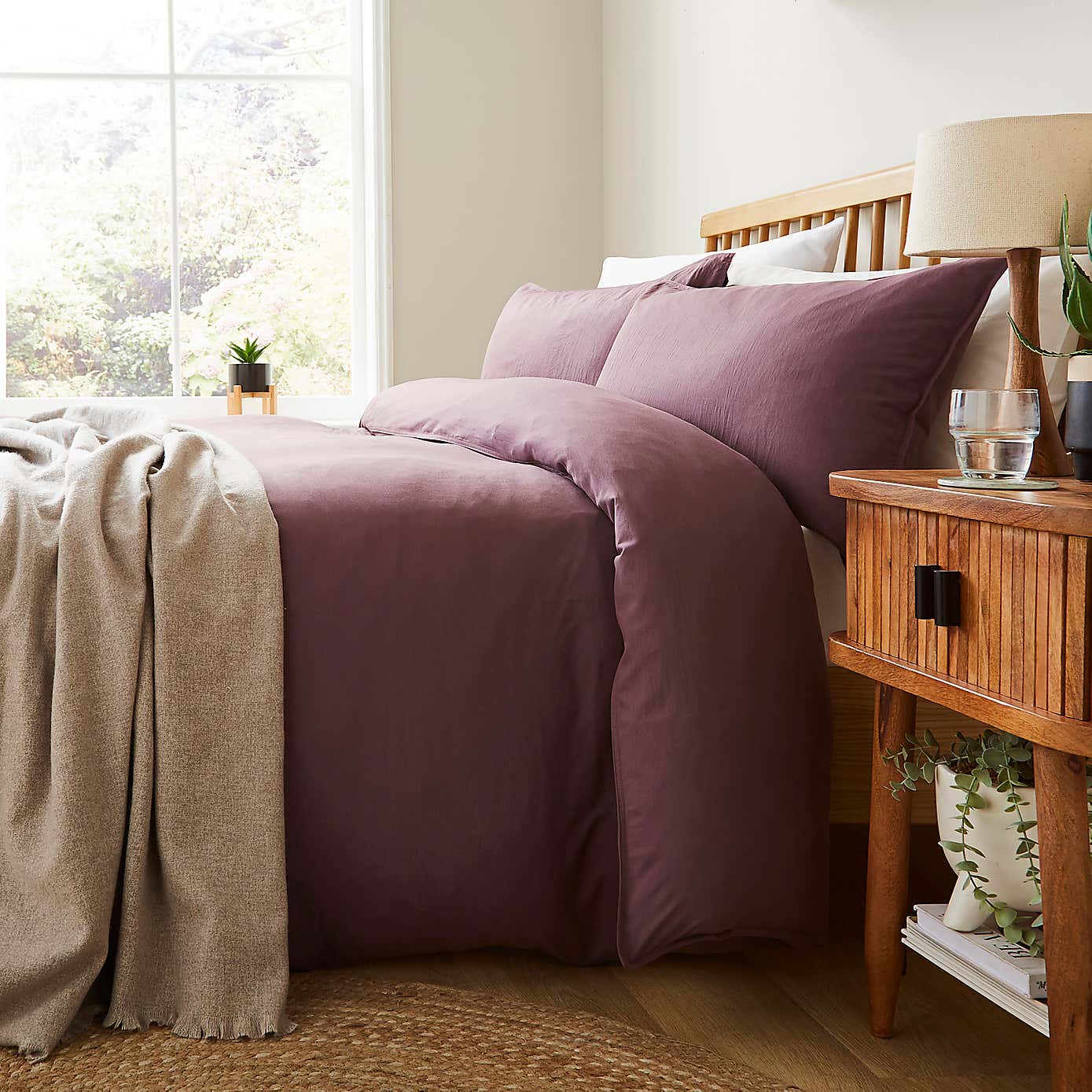 Super Soft Washed Microfibre Plain Duvet Cover and Pillowcase Set