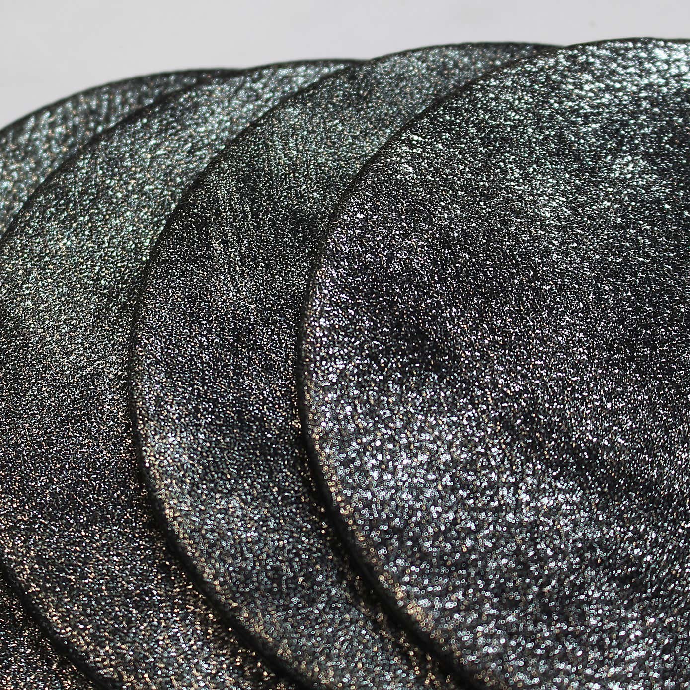 Set of 4 Black Sparkle Faux Leather Coasters