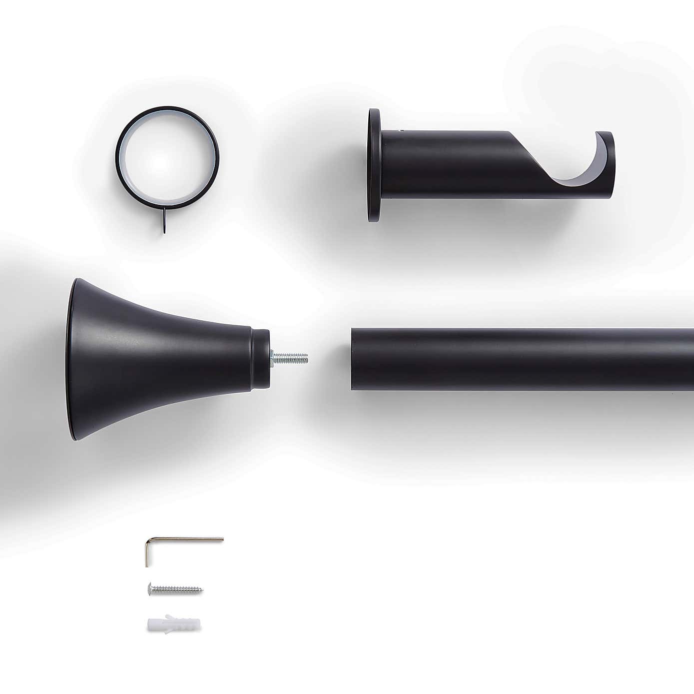 Flush Trumpet Fixed Metal Curtain Pole with Rings