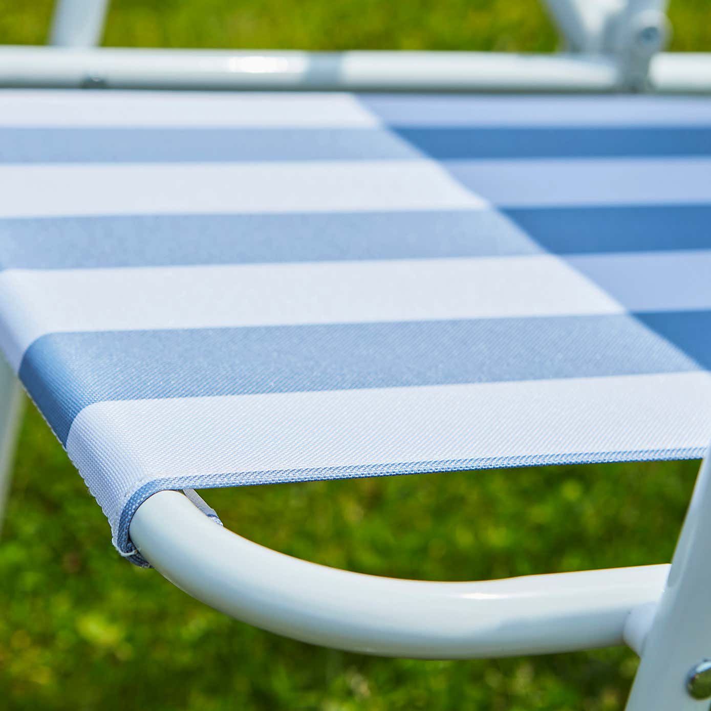 Blue and White Folding Chair