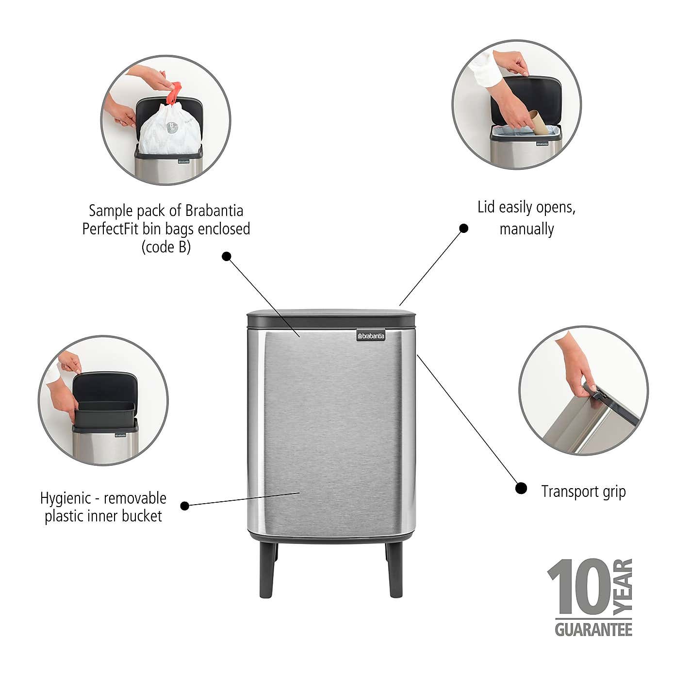 Brabantia Bo 7L Waste Bin Hi