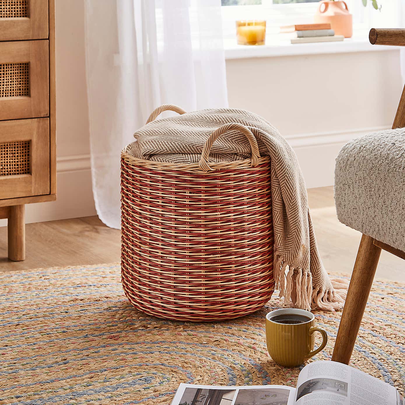 Round Woven Rattan Basket