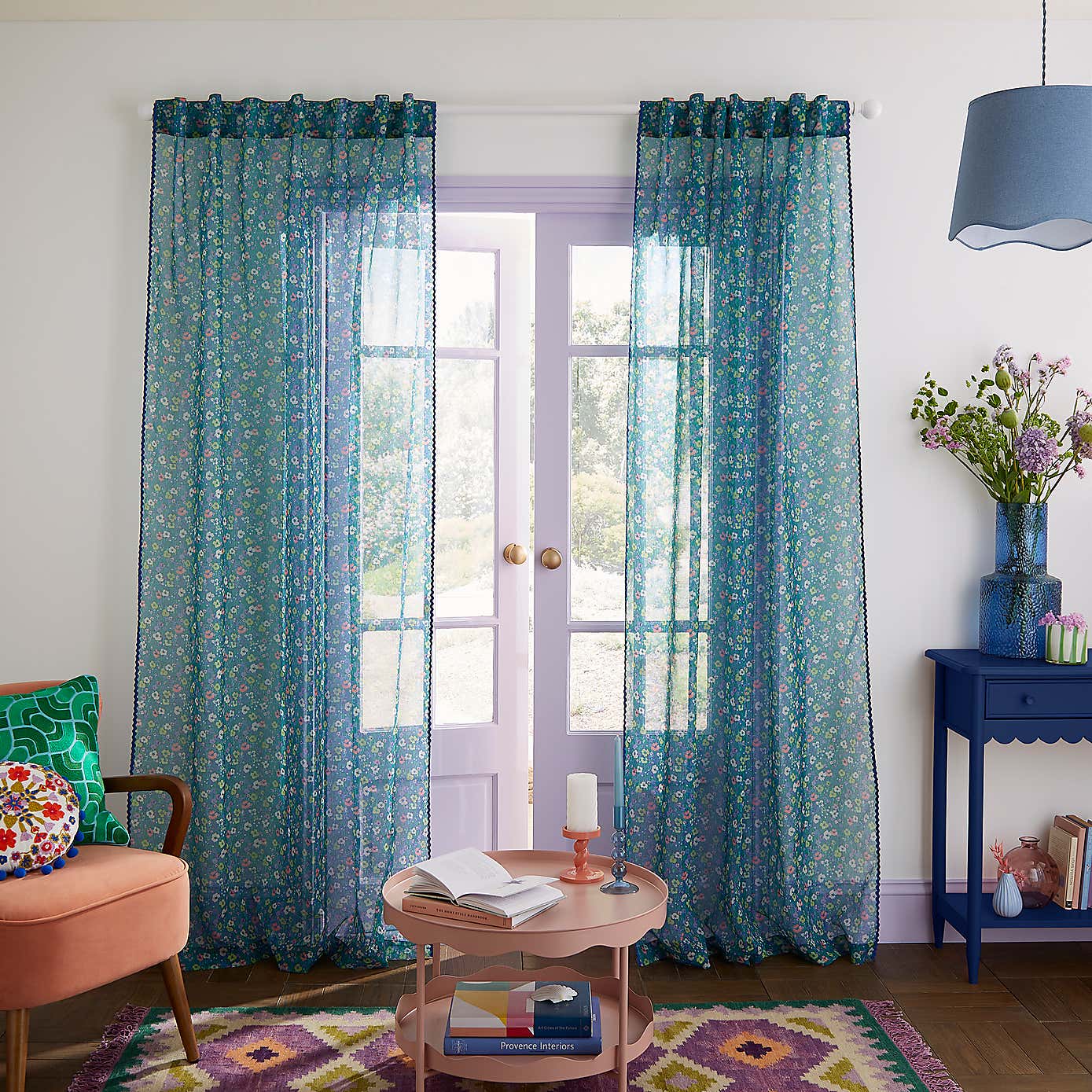 Sophie Robinson Petal Meadow Hidden Tie Top Single Curtain