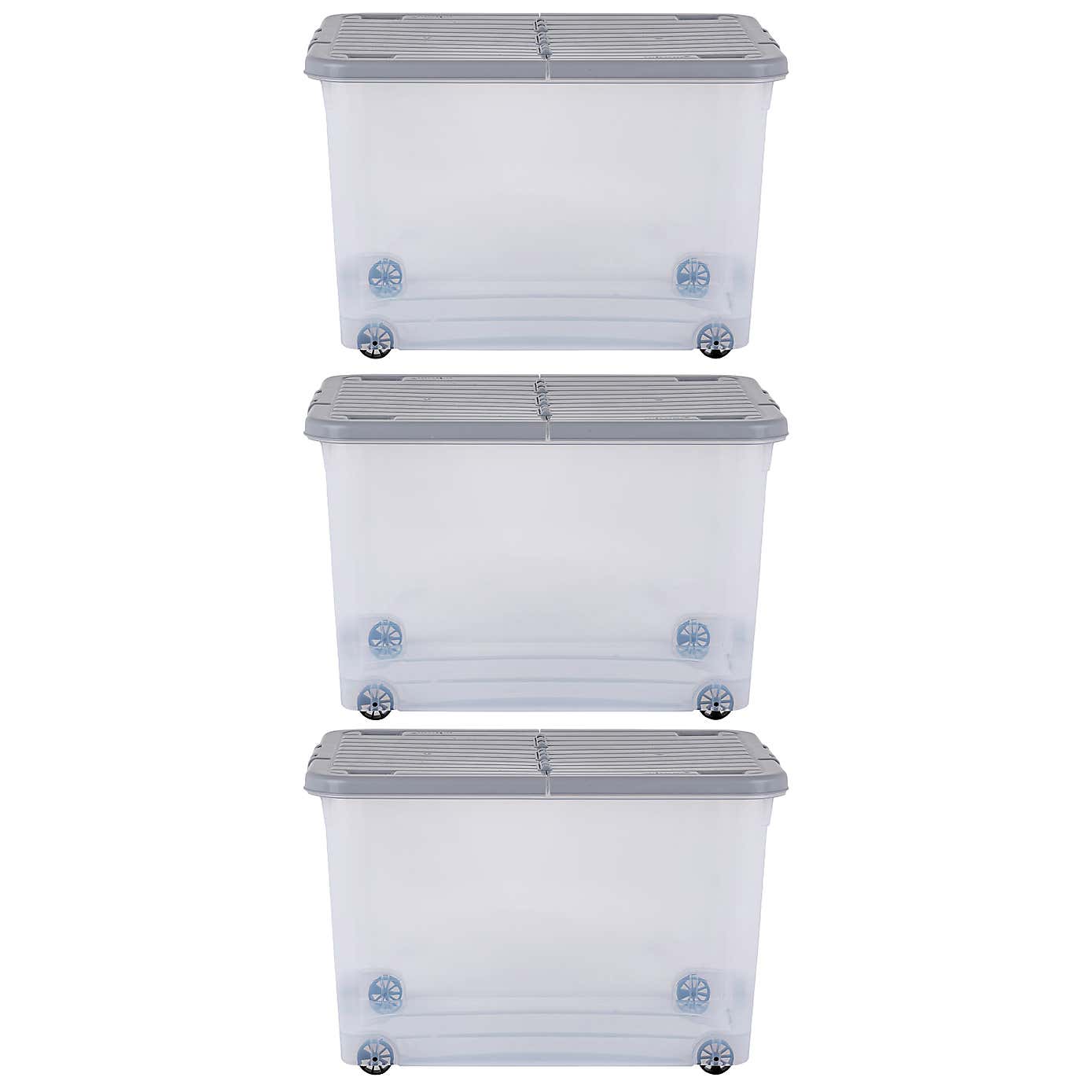 Wham Set of 3 Storage Boxes with Wheels & Lid