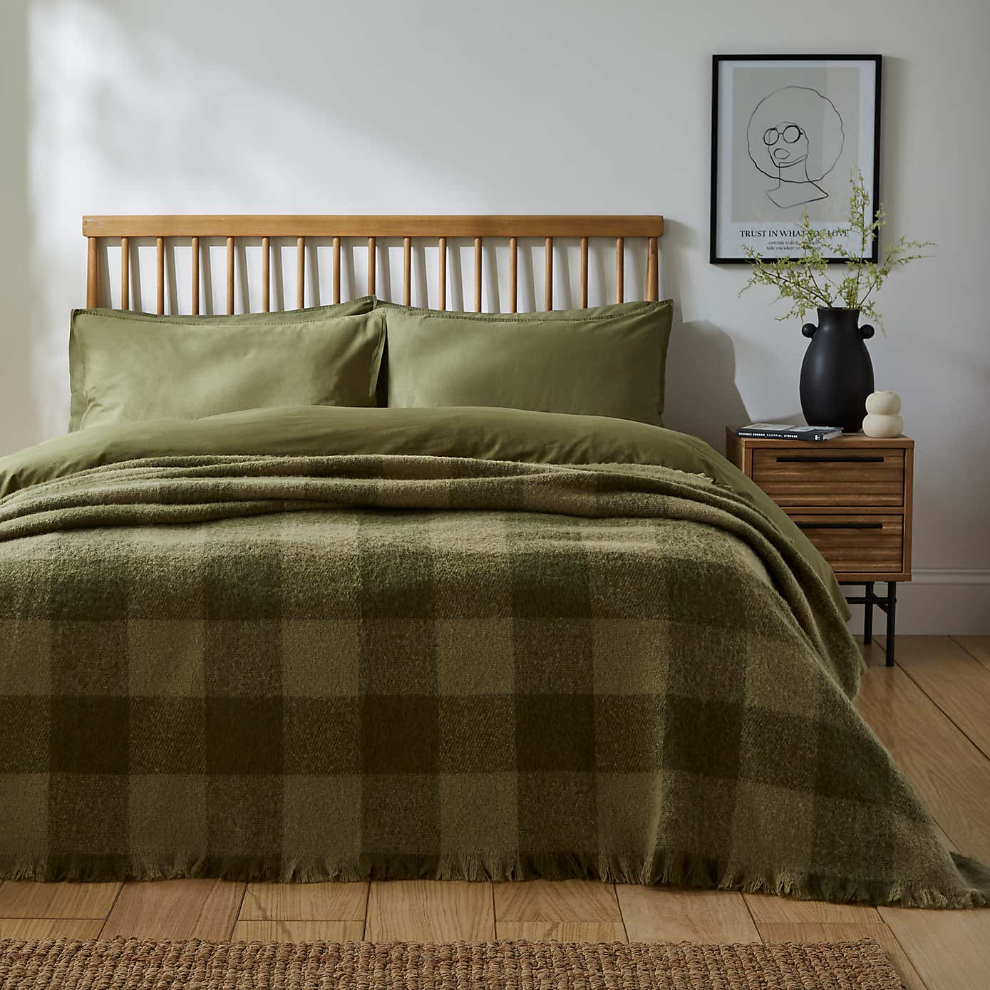 Cabin Check Faux Mohair Throw 235cm x 235cm