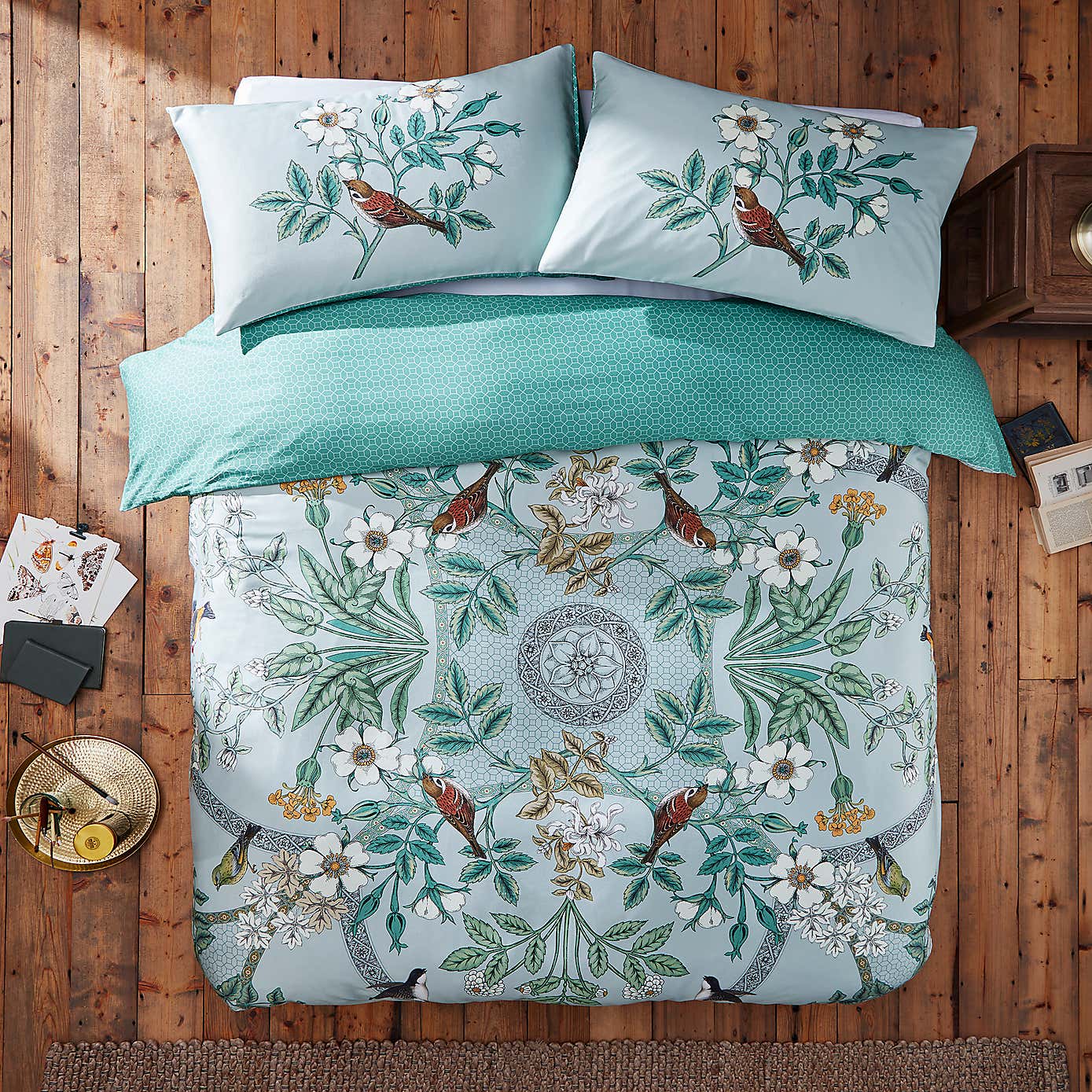 Garden Birds Sage Oxford Pillowcase