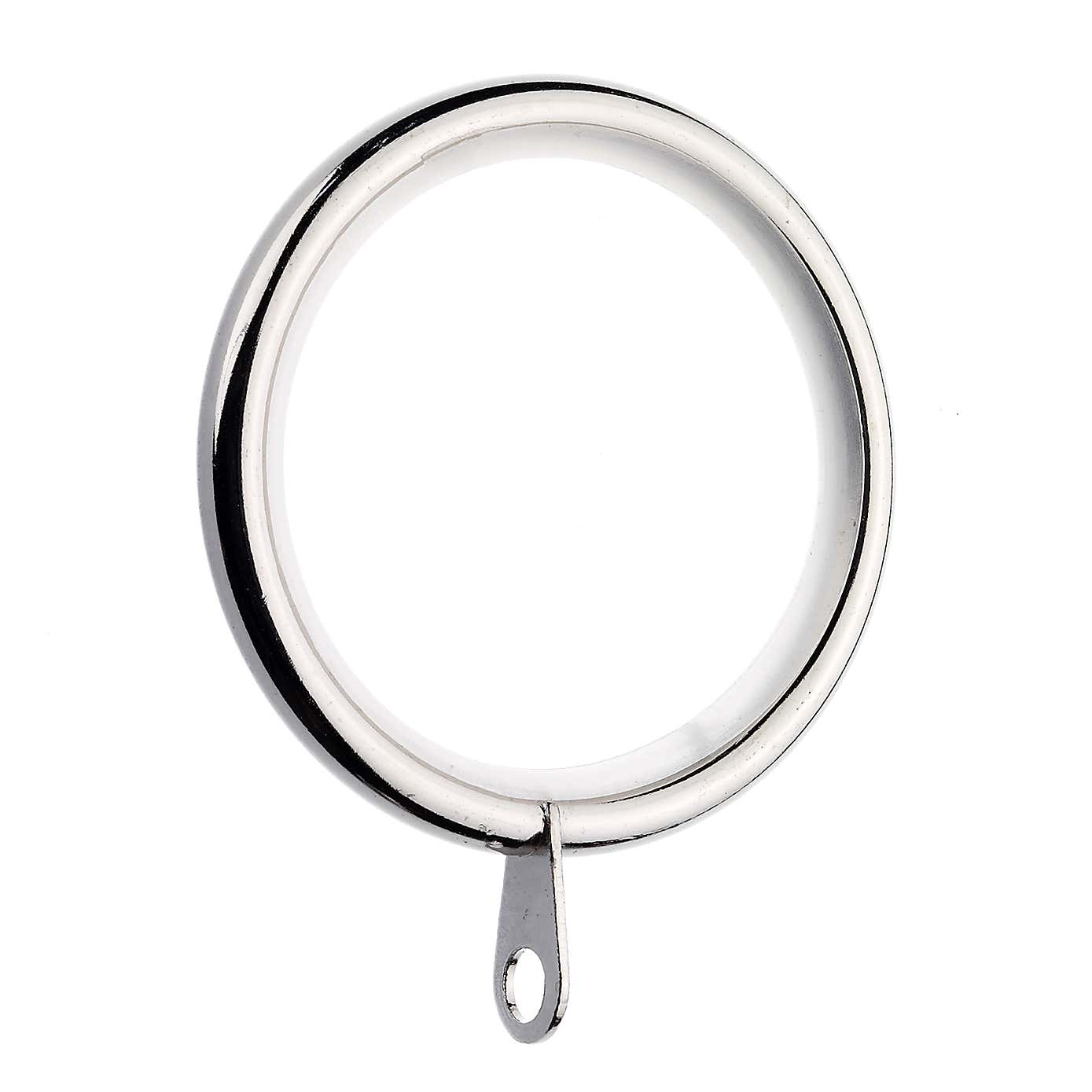 Pack of 6 Lined Metal Curtain Rings Dia. 28mm