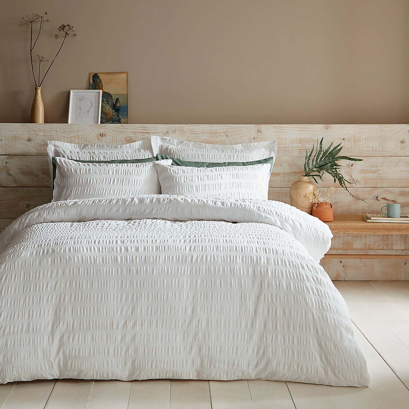 Aria Seersucker Powder Blue Duvet Cover and Pillowcase Set