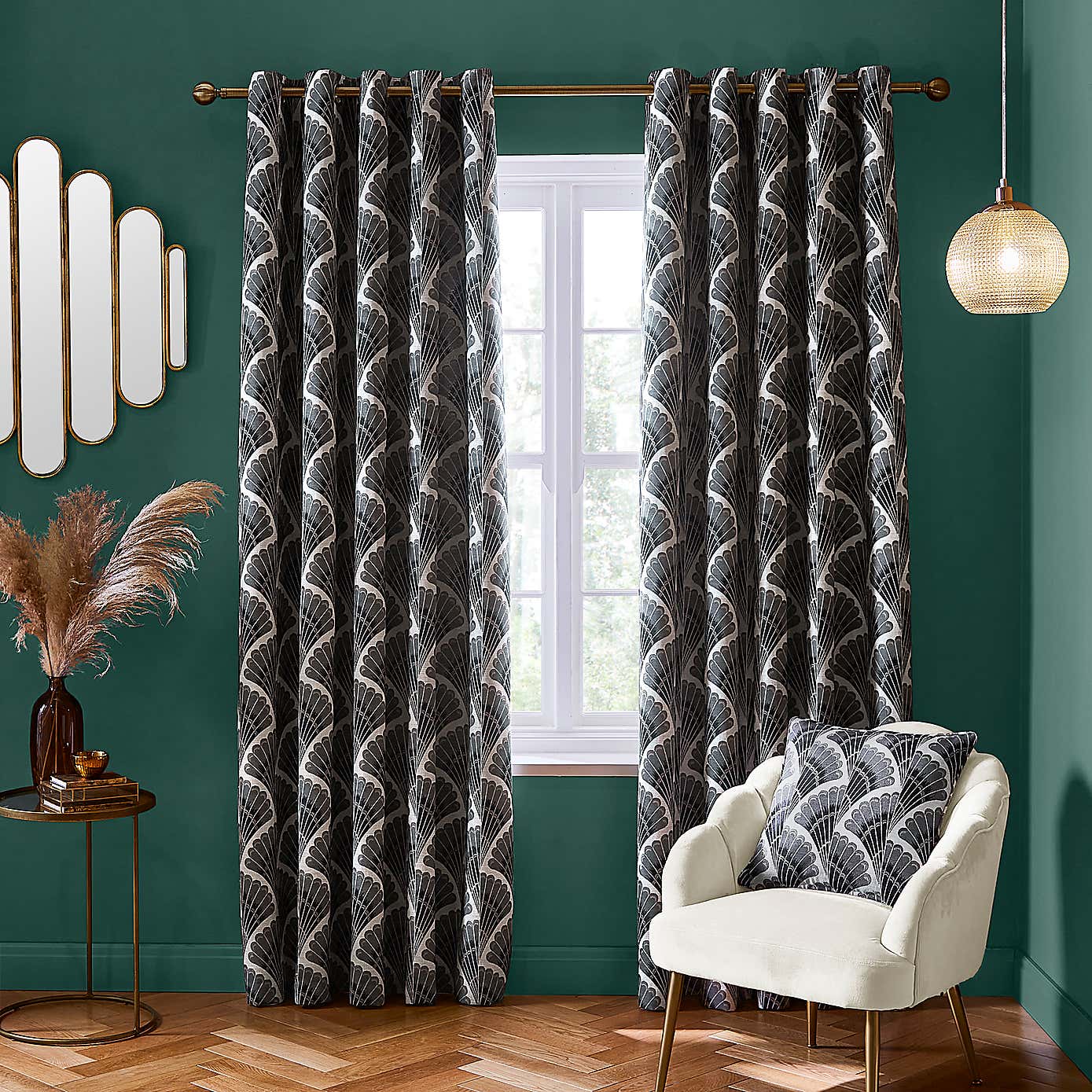 Fan Jacquard Eyelet Curtains