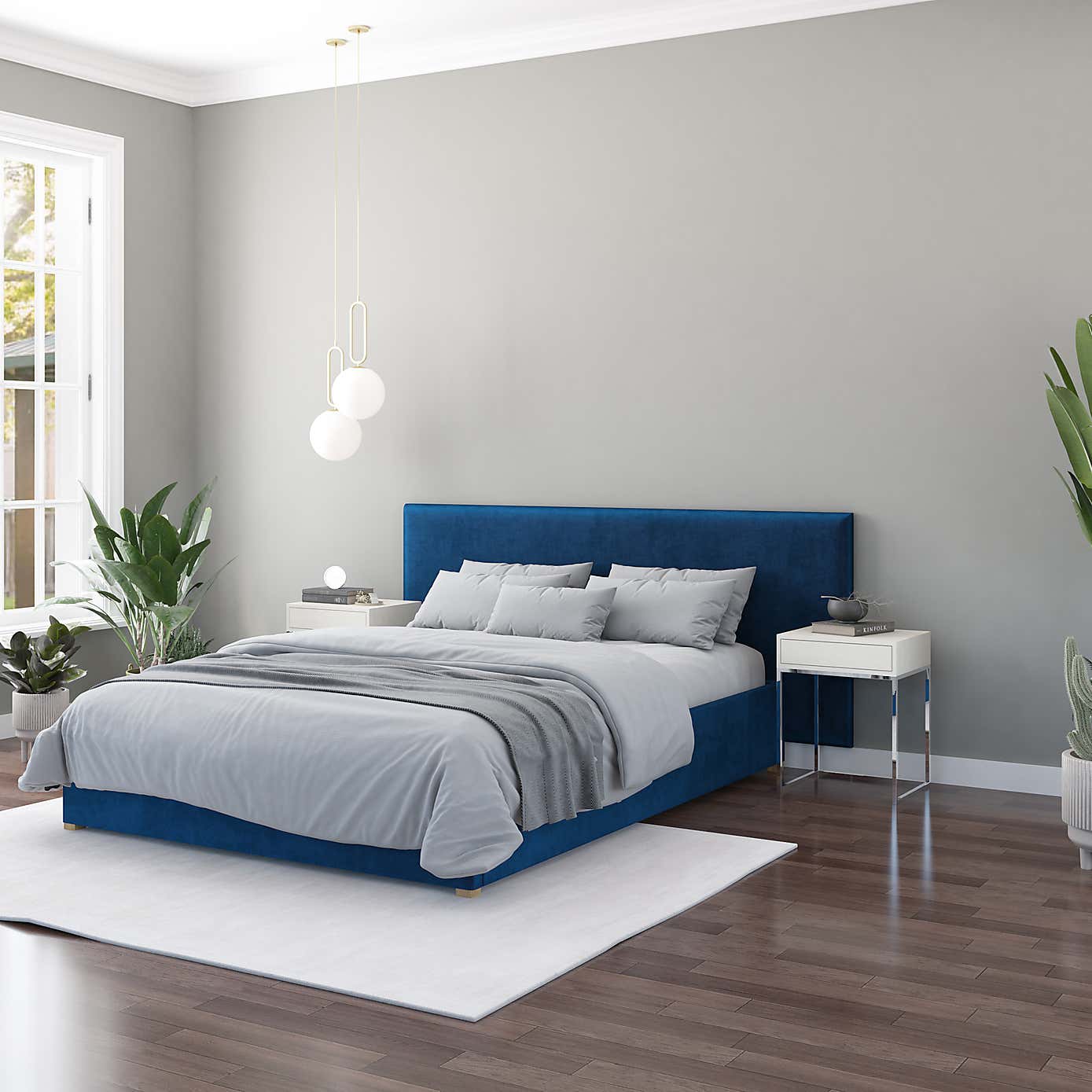 Hanging Wall Panel Dual Mount Plush Velvet Headboard