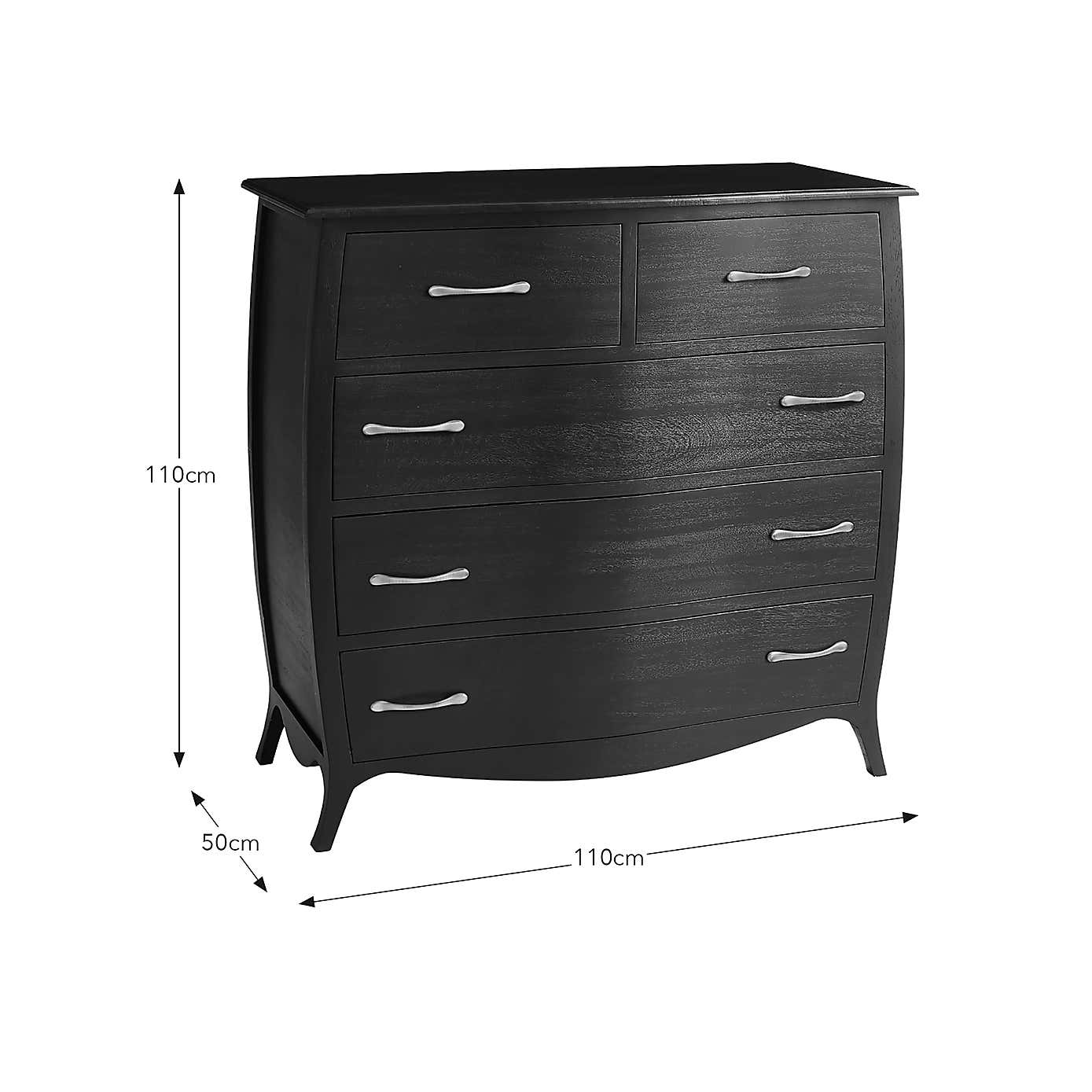 Keiko 5 Drawer Chest, Black Mango Wood