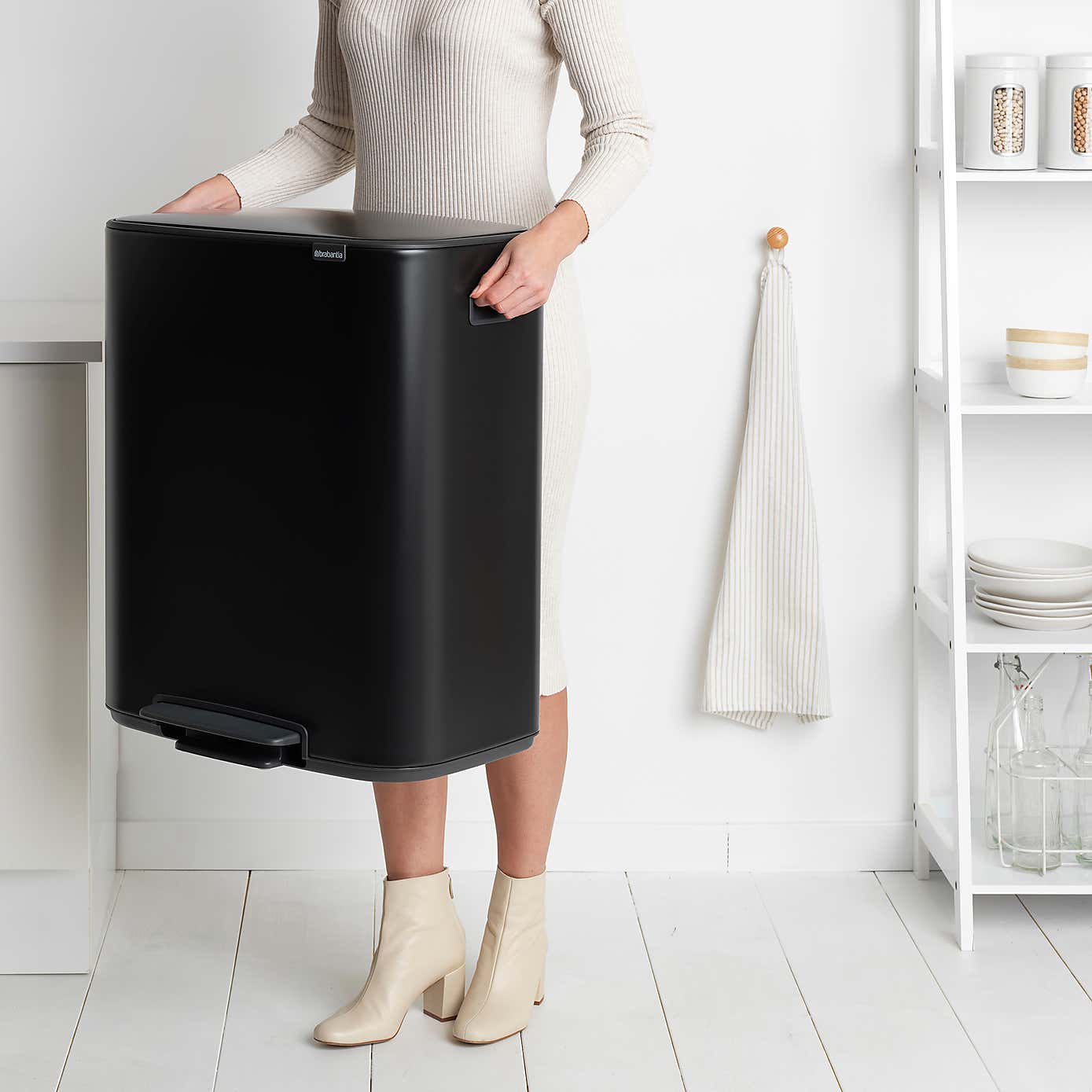 Bo Matt Black 2 x 30 Litre Pedal Bin