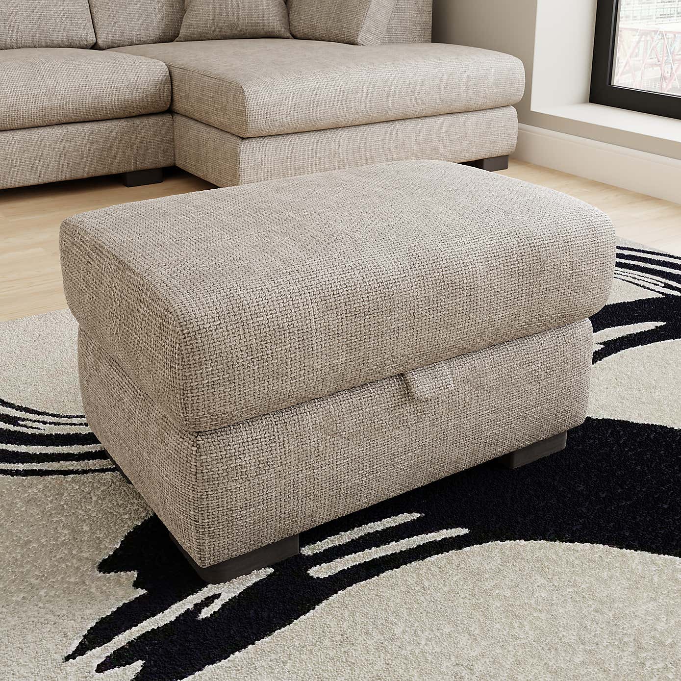 Carson Chunky Chenille Right Hand Facing U-Shaped Sofa with Detachable Footstool