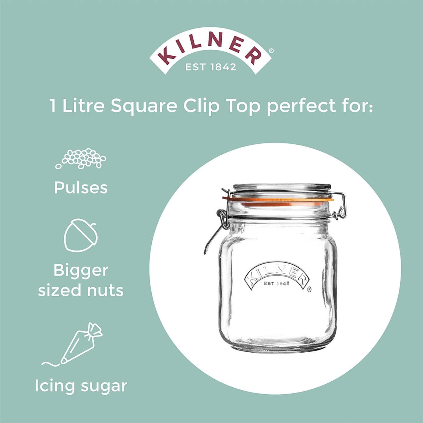 Kilner 1 Litre Clip Top Glass Jar