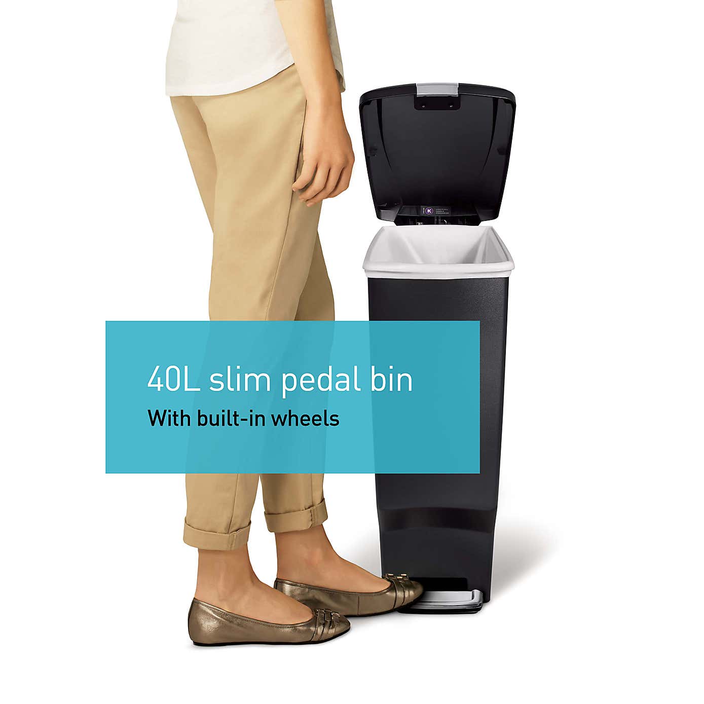 simplehuman 40 Litre Slim Black Recycle Bin
