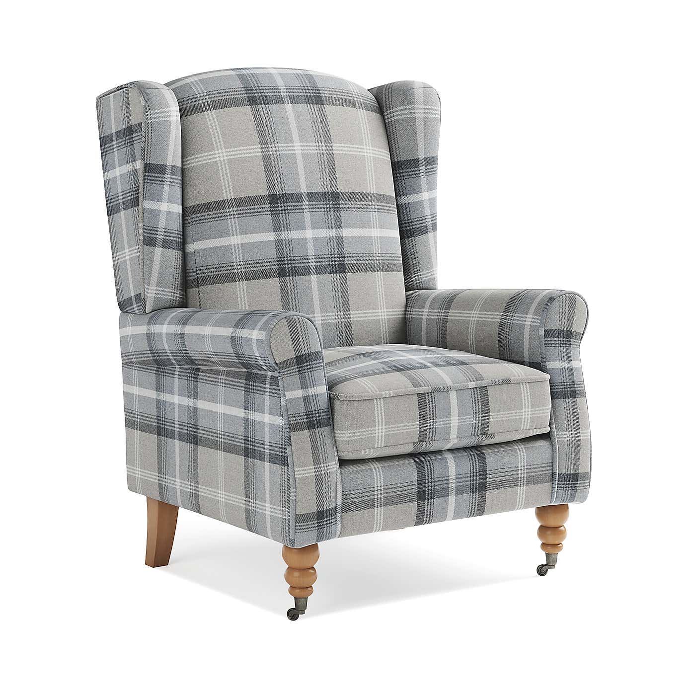 Oswald Grande Check Wingback Armchair
