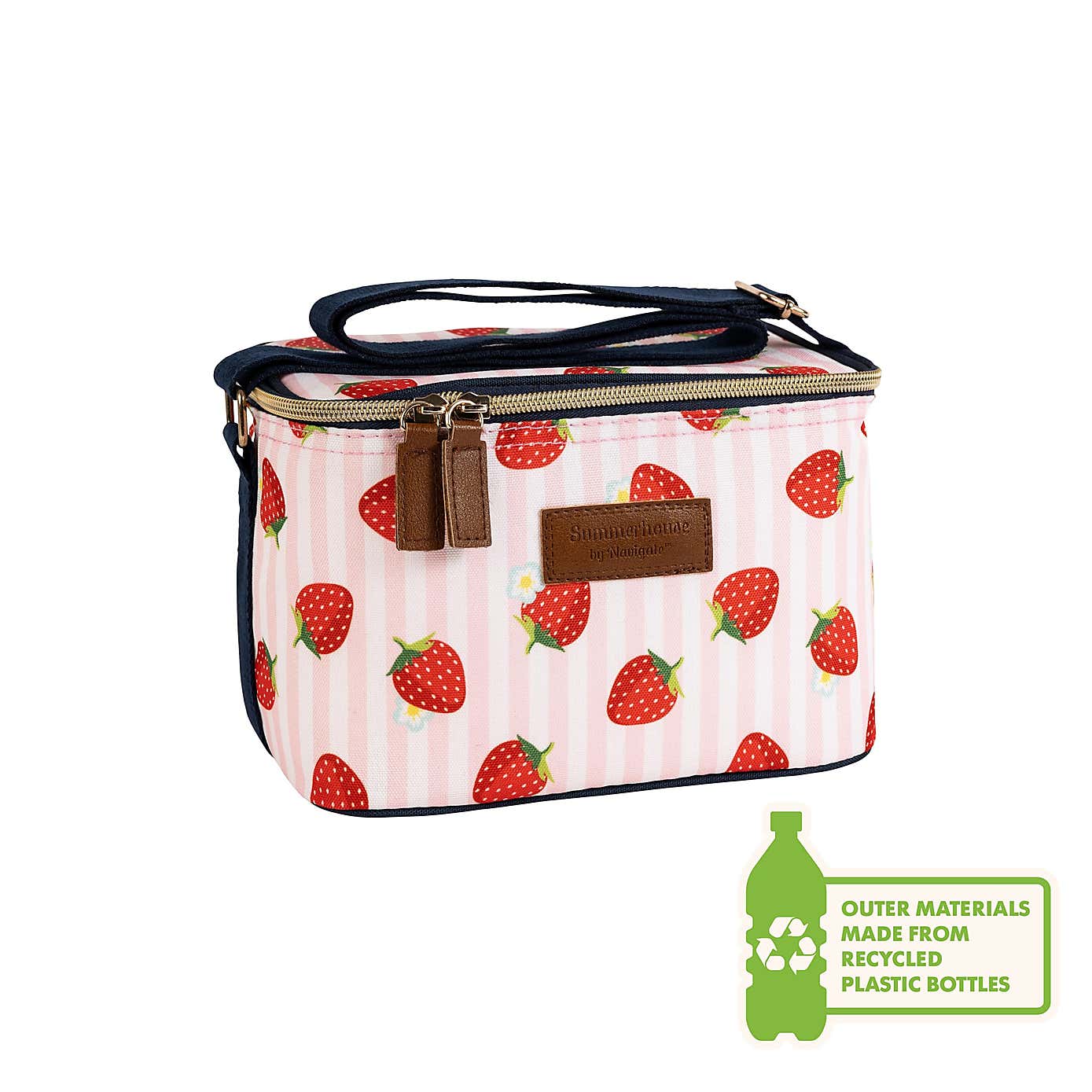 Strawberries & Cream Candy Stripe Insulated 5 Litre Personal Picnic Cool Bag