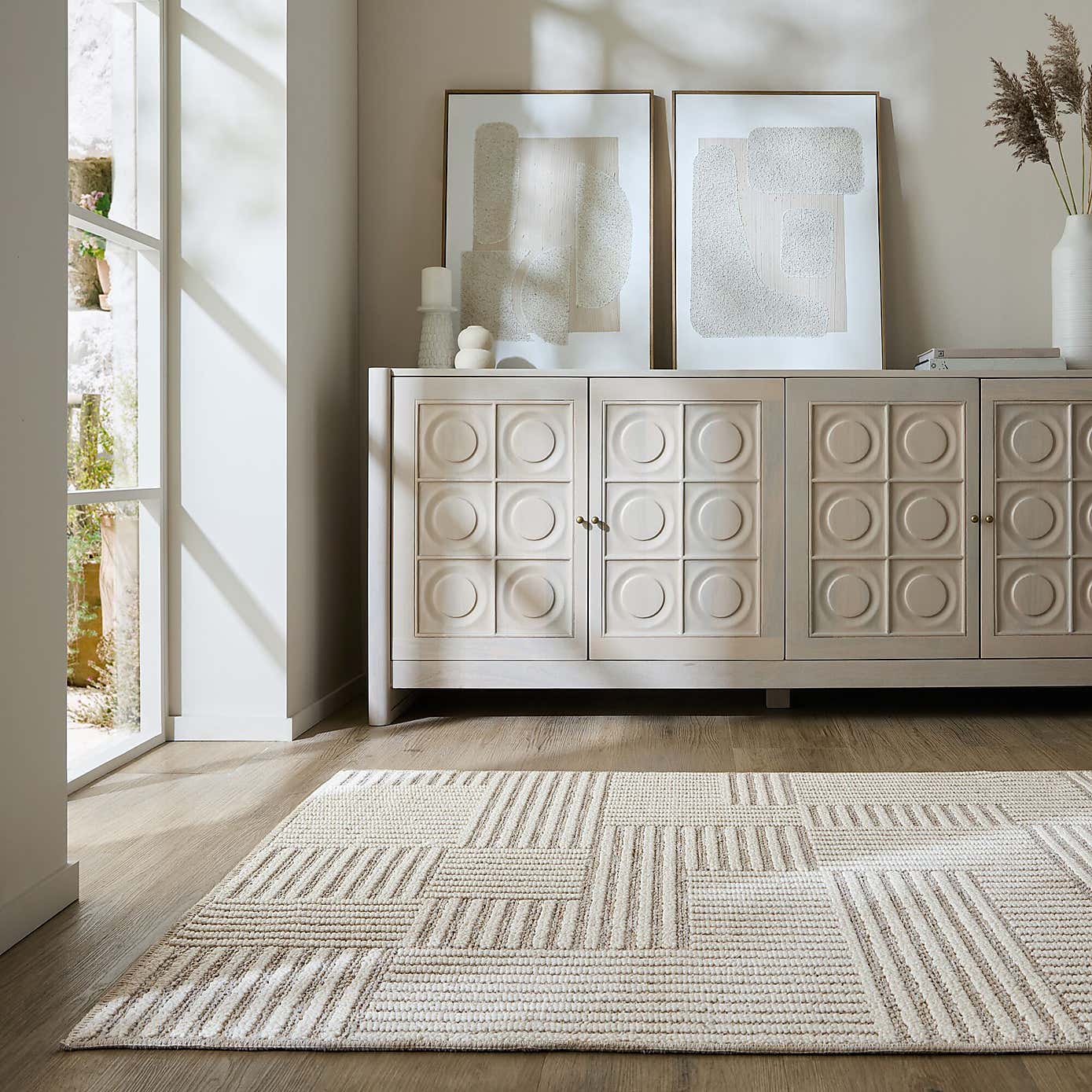 Bobble Grid Washable Rug