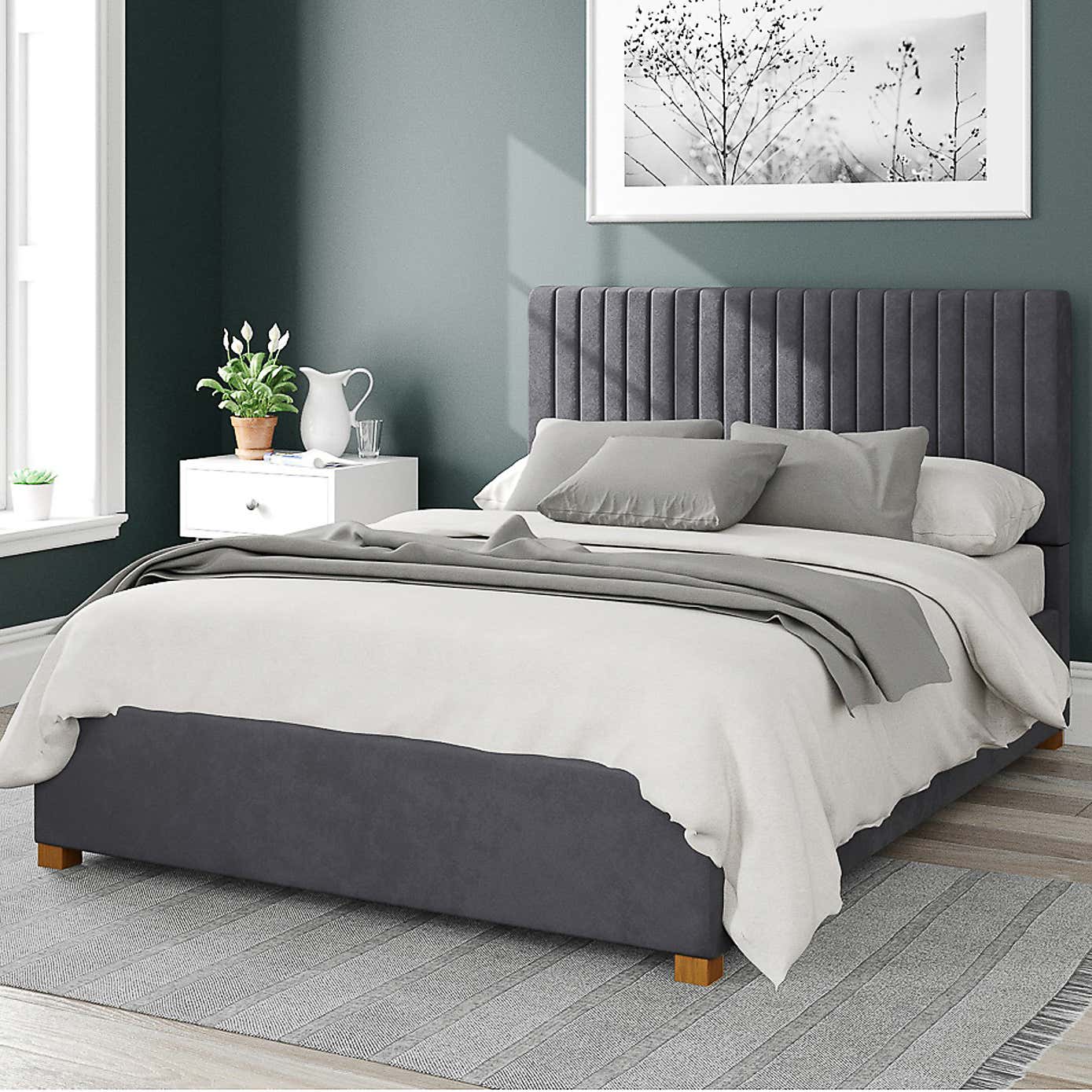 Grant Plush Velvet Ottoman Bed
