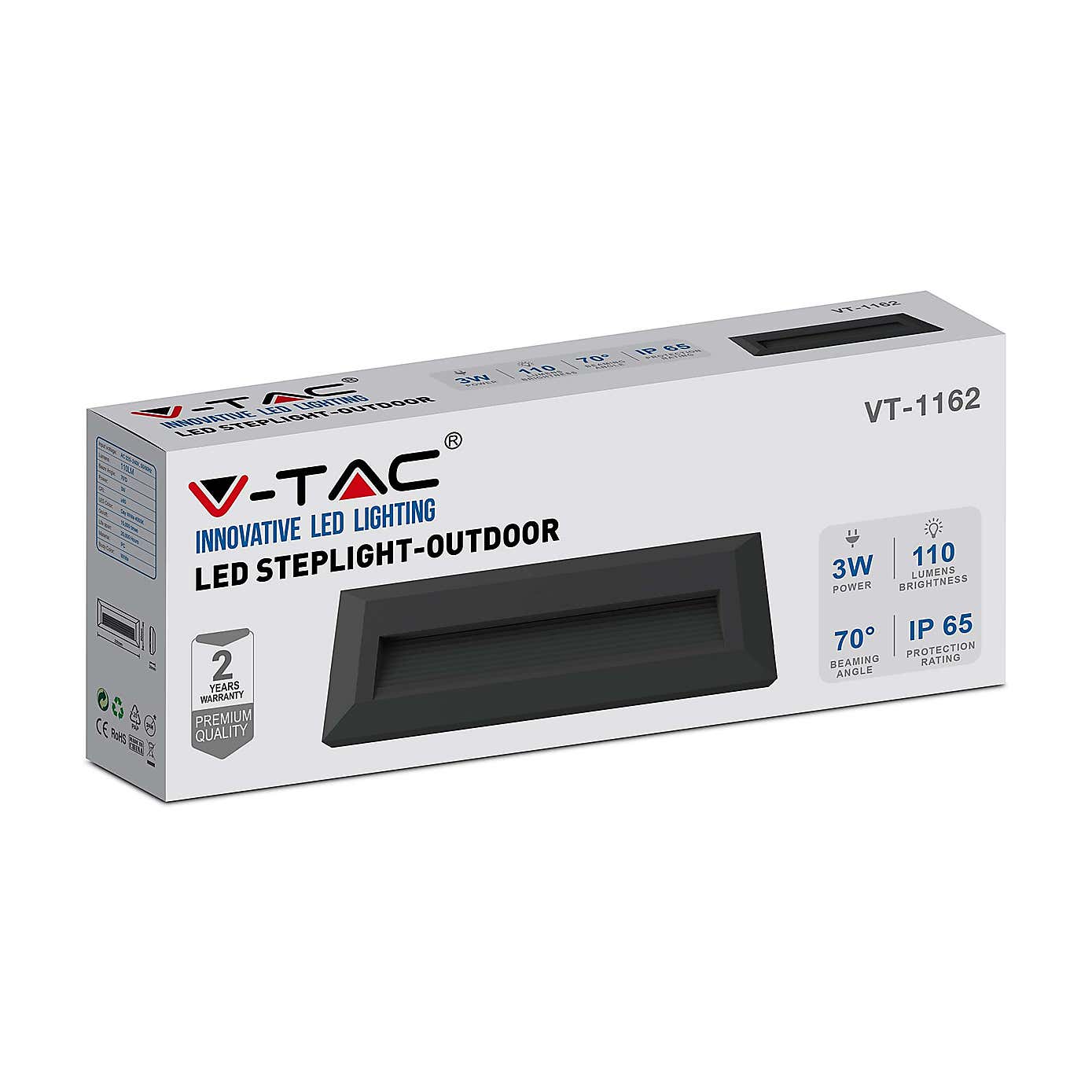 Set of 4 V-TAC 3W Indoor Outdoor Rectangular Step Lights