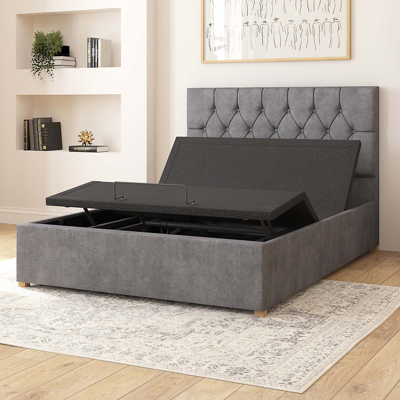 Olivier Plush Velvet Adjustable Bed